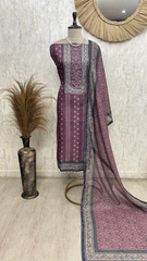 Regal Plum Elegance Unstiched Suit