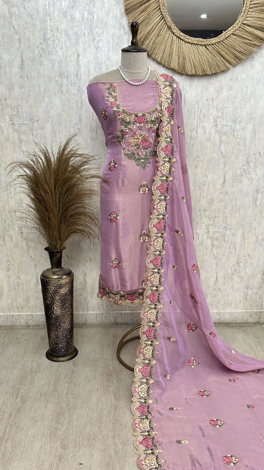 Blush Bloom Elegance Unstiched Suit