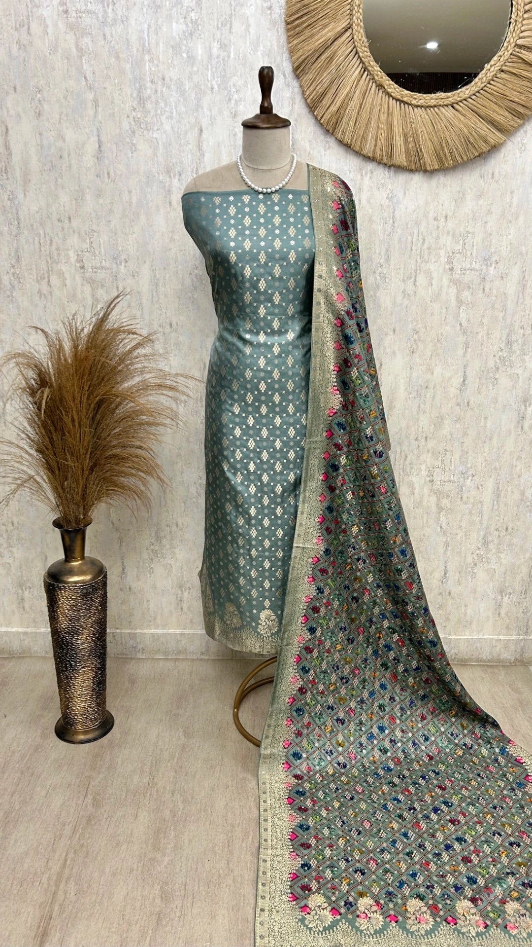 Banarasi Silk Unstitched Suit Set