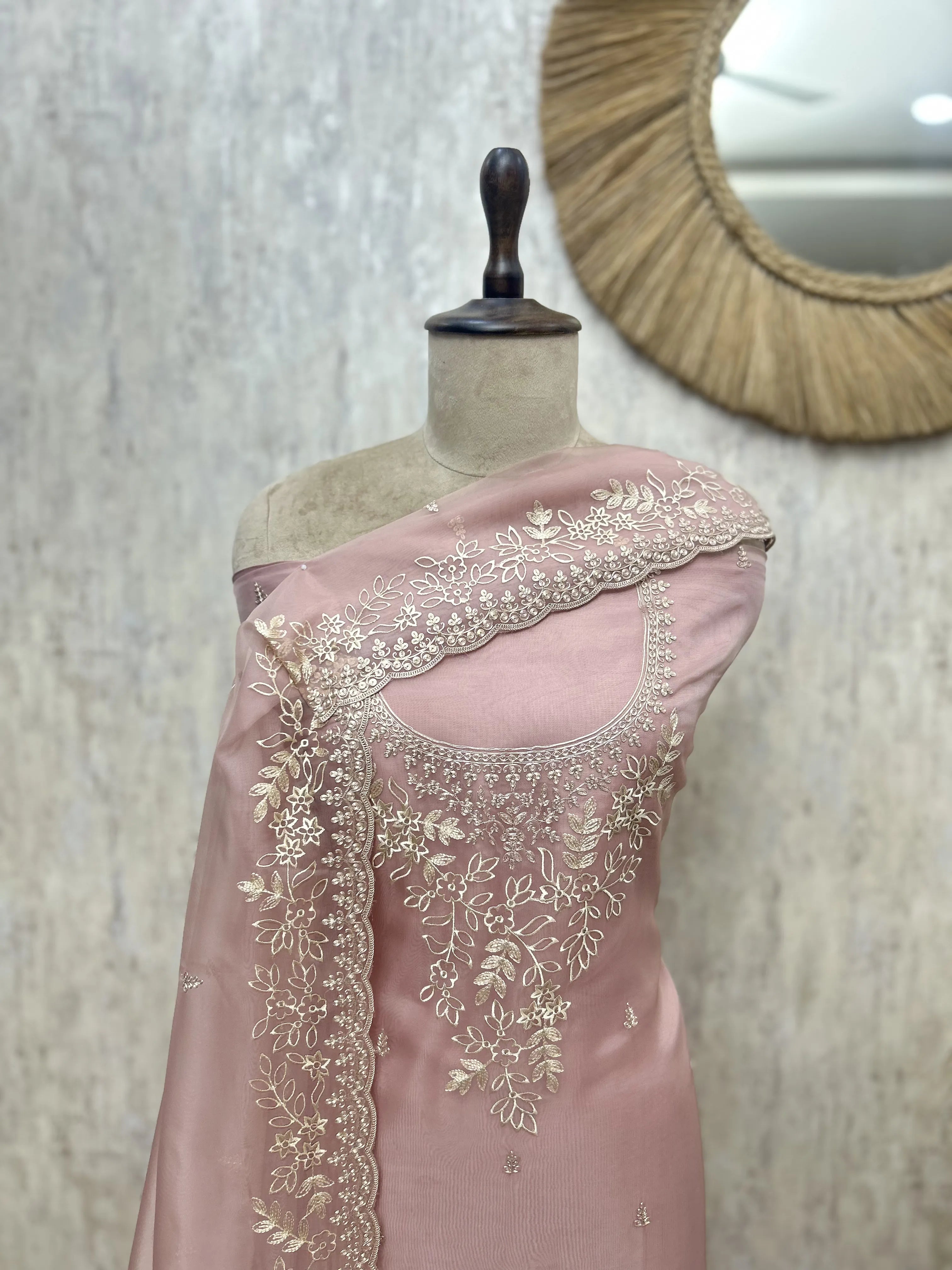 Delicate Drape Glass Organza Unstitched Suit