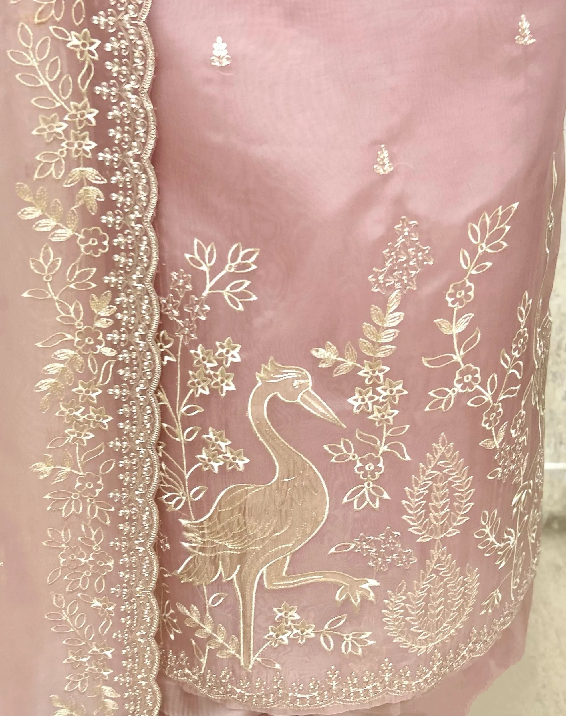 Delicate Drape Glass Organza Unstitched Suit