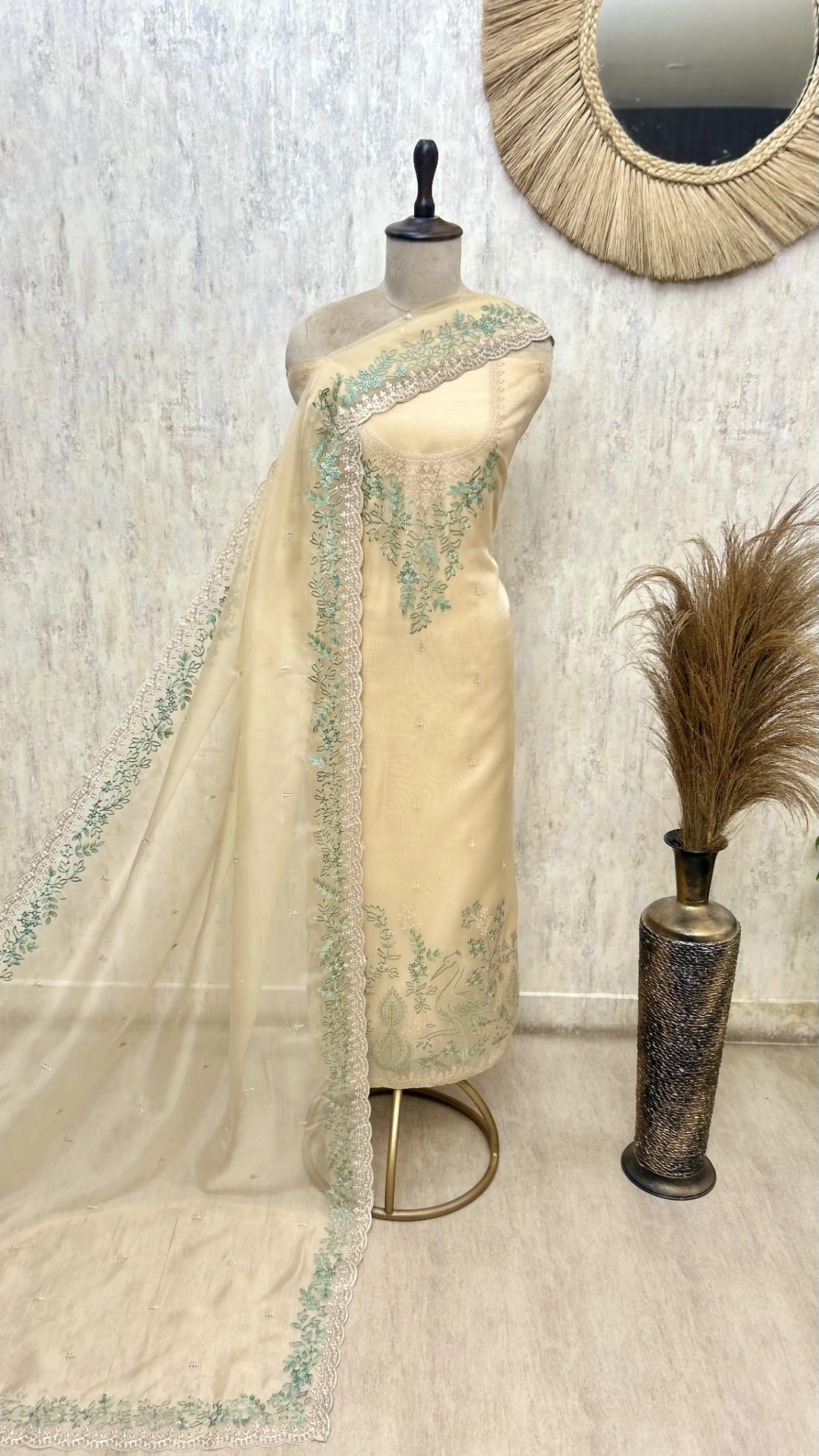 Delicate Drape Glass Organza Unstitched Suit