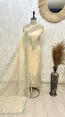 Delicate Drape Glass Organza Unstitched Suit