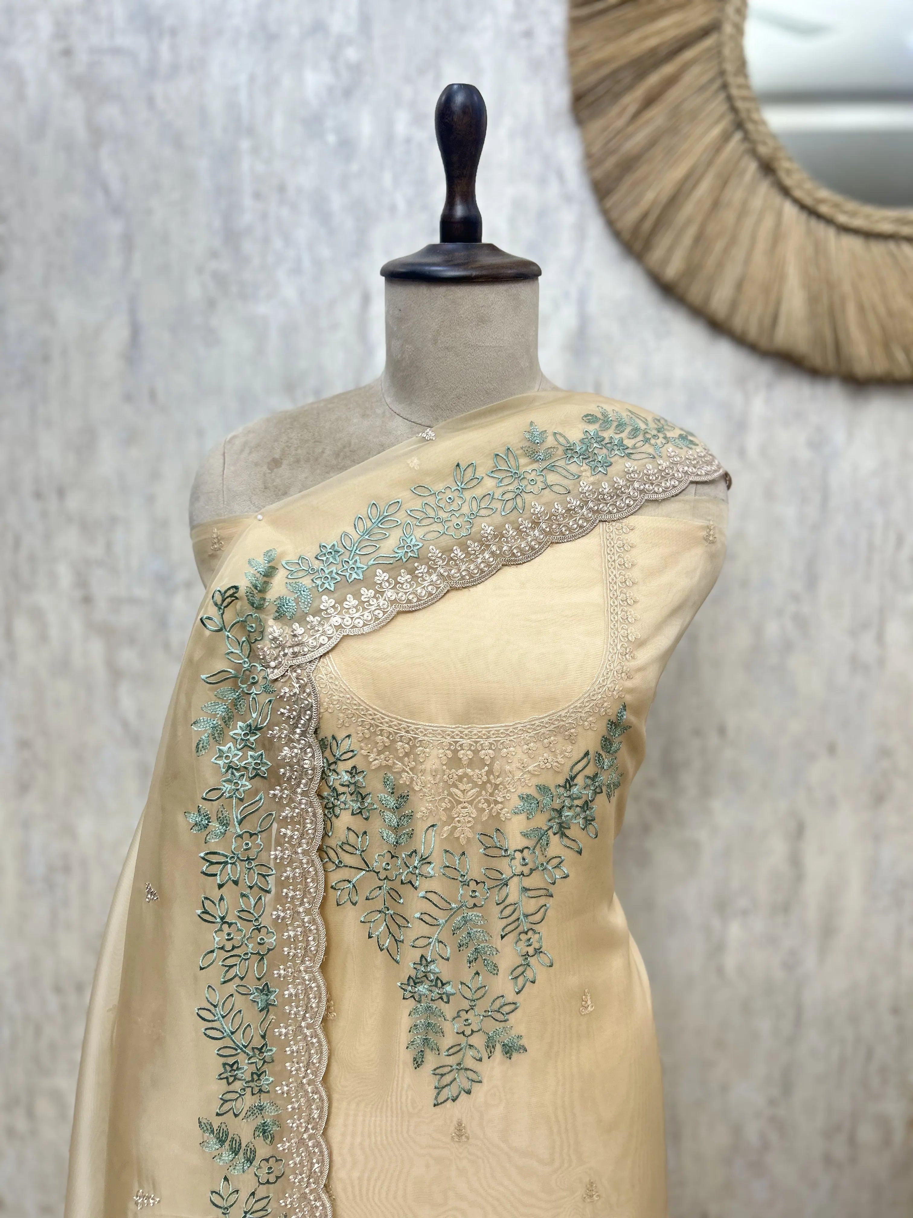 Delicate Drape Glass Organza Unstitched Suit