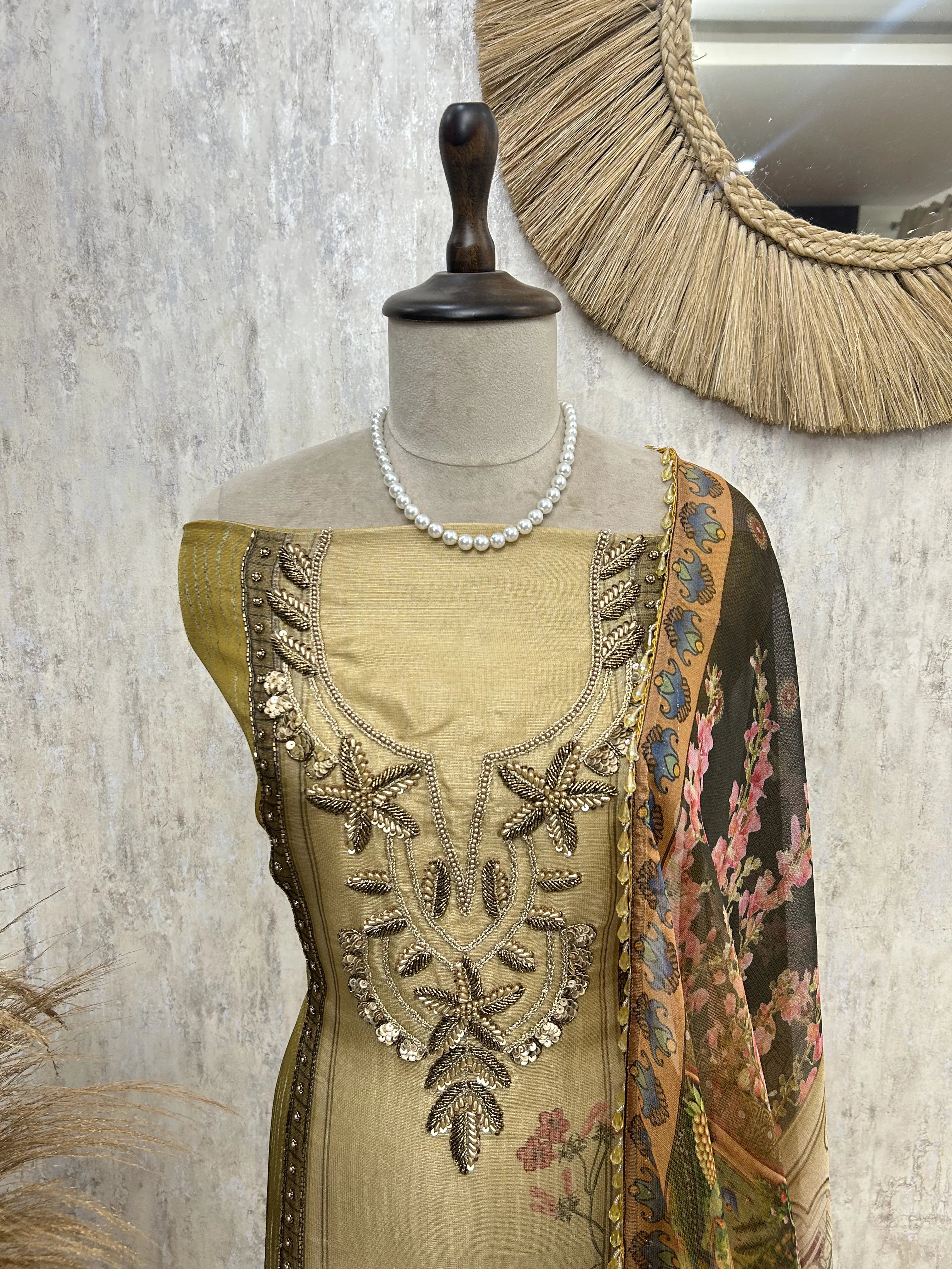 Embroidered Rose Reverie Unstiched Suit