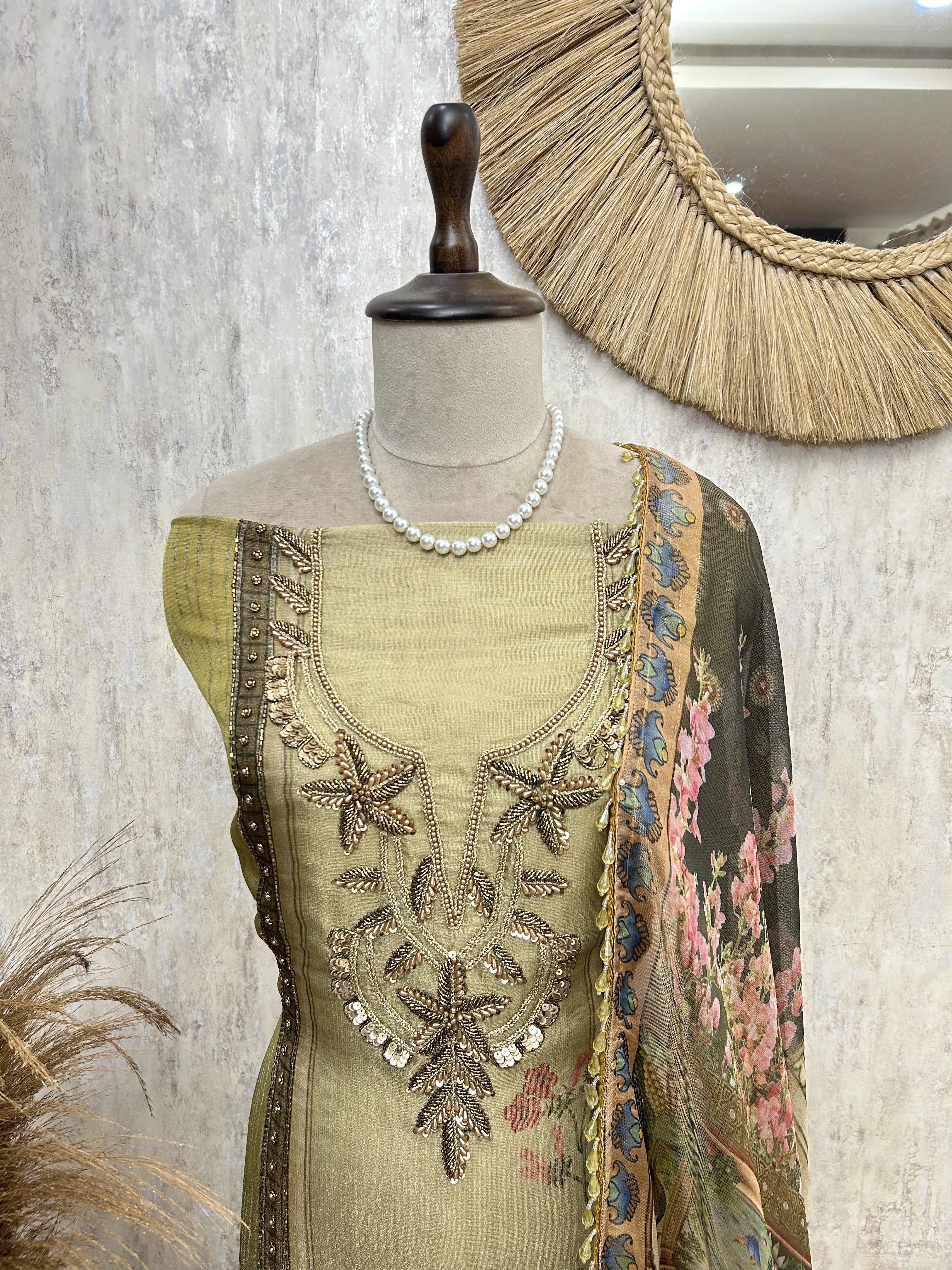 Embroidered Rose Reverie Unstiched Suit