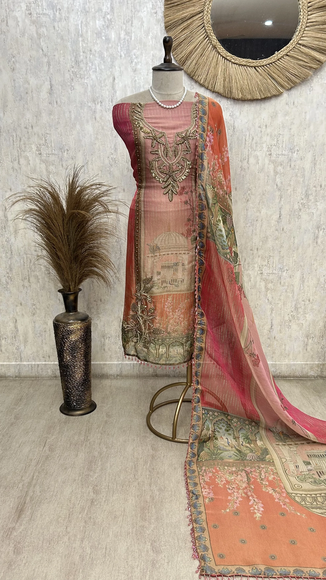 Embroidered Rose Reverie Unstiched Suit
