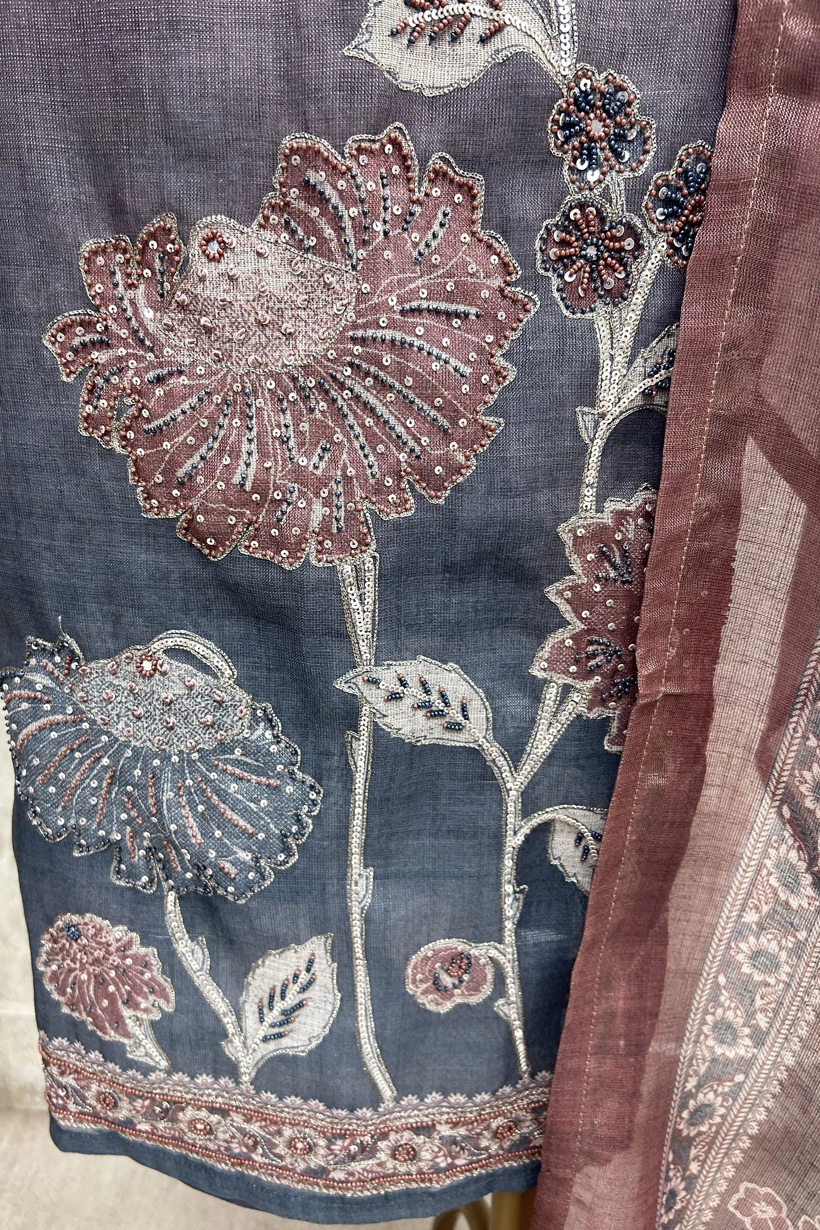 Floral Elegance Unstiched Suit