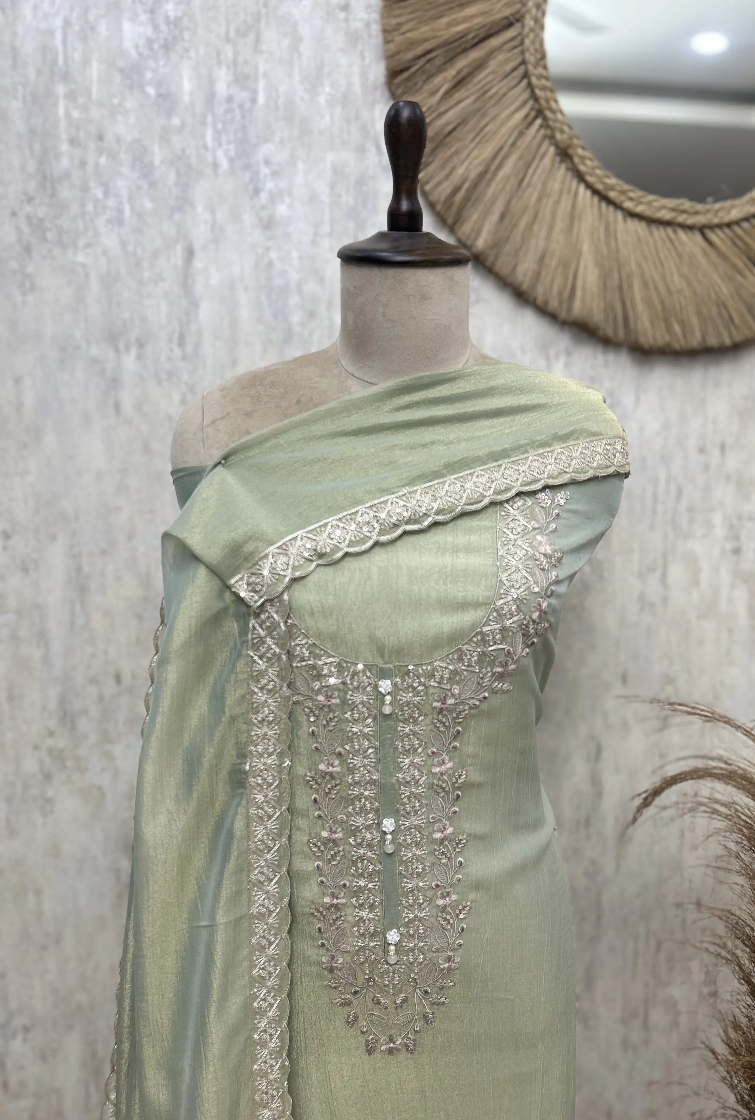 Ethereal Grace Crush Tissue Unstitched Suits
