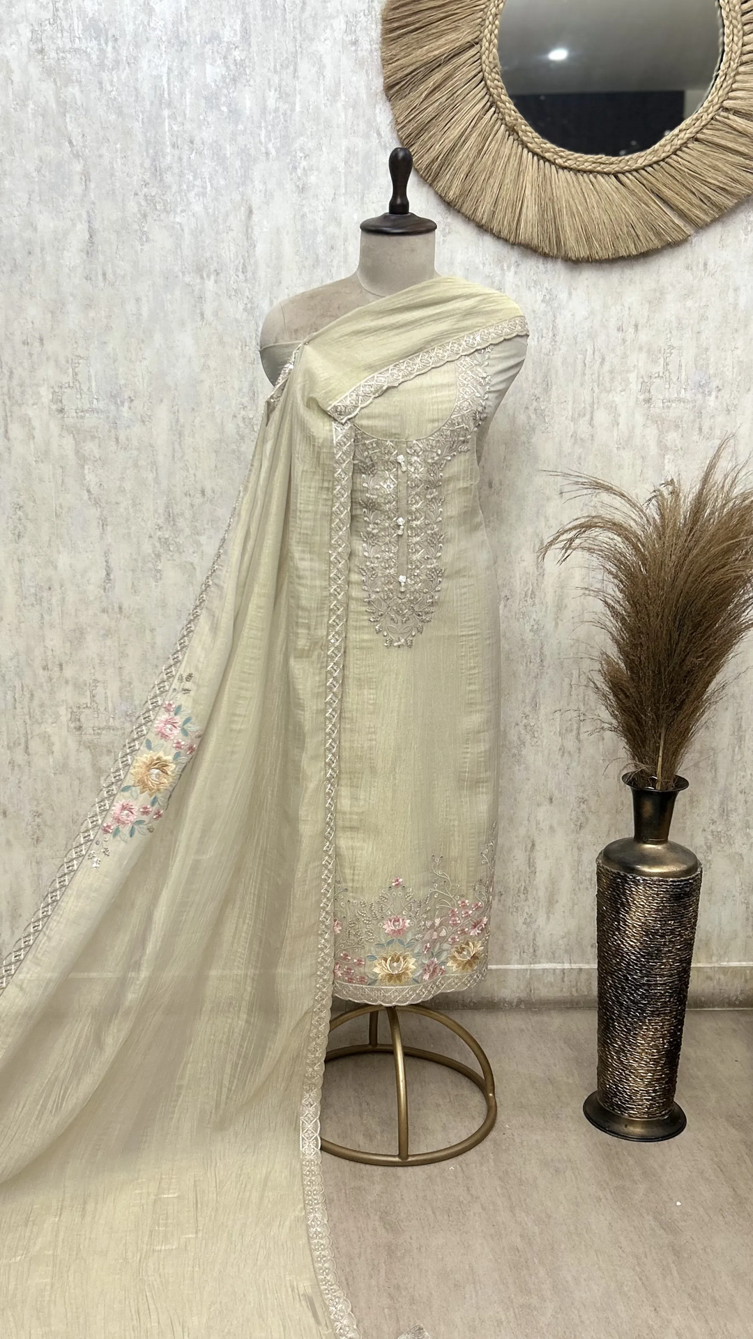 Ethereal Grace Crush Tissue Unstitched Suits
