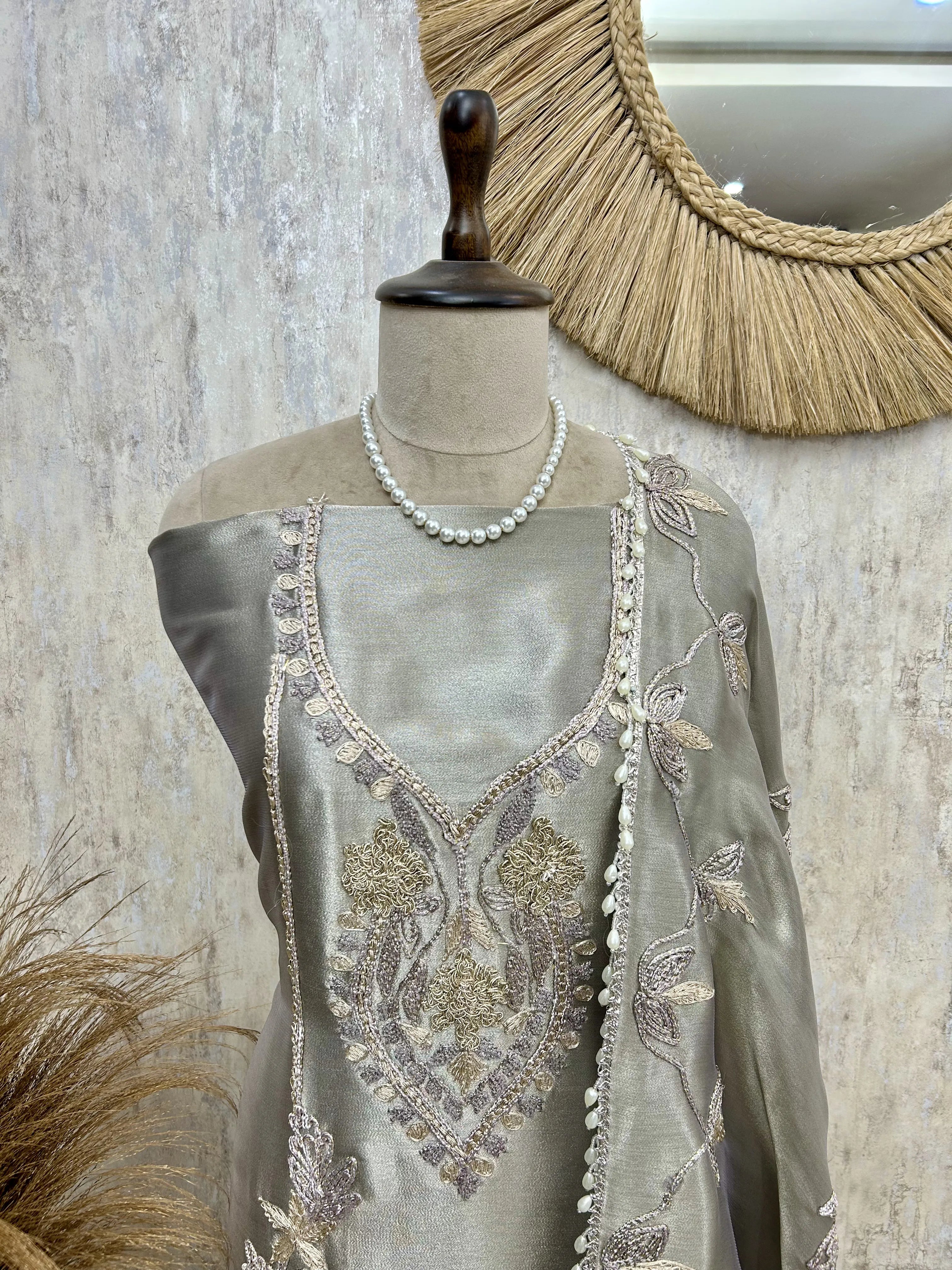 Pearl Blush Party Wear Unstiched Suit