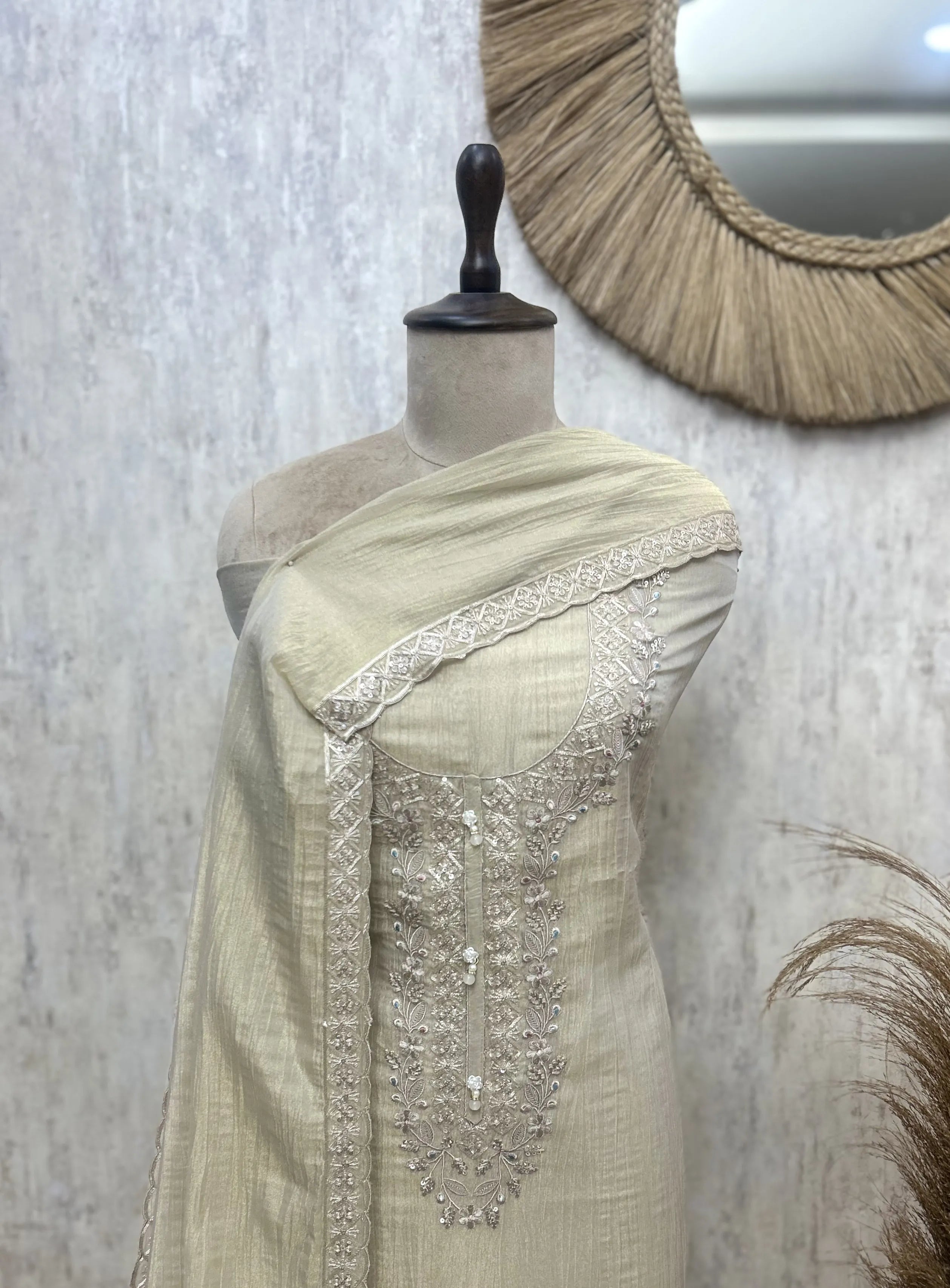 Ethereal Grace Crush Tissue Unstitched Suits