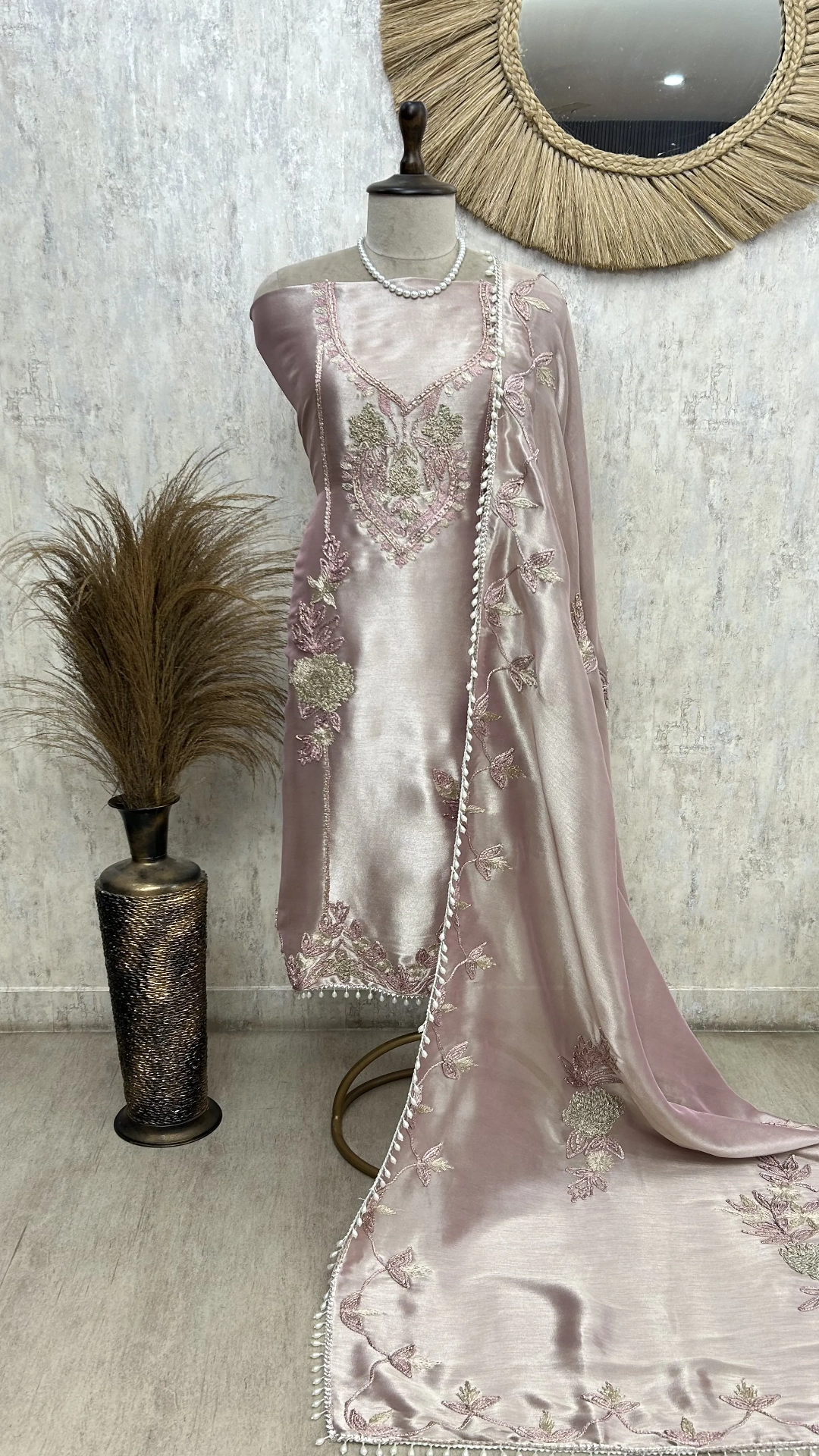Pearl Blush Party Wear Unstiched Suit