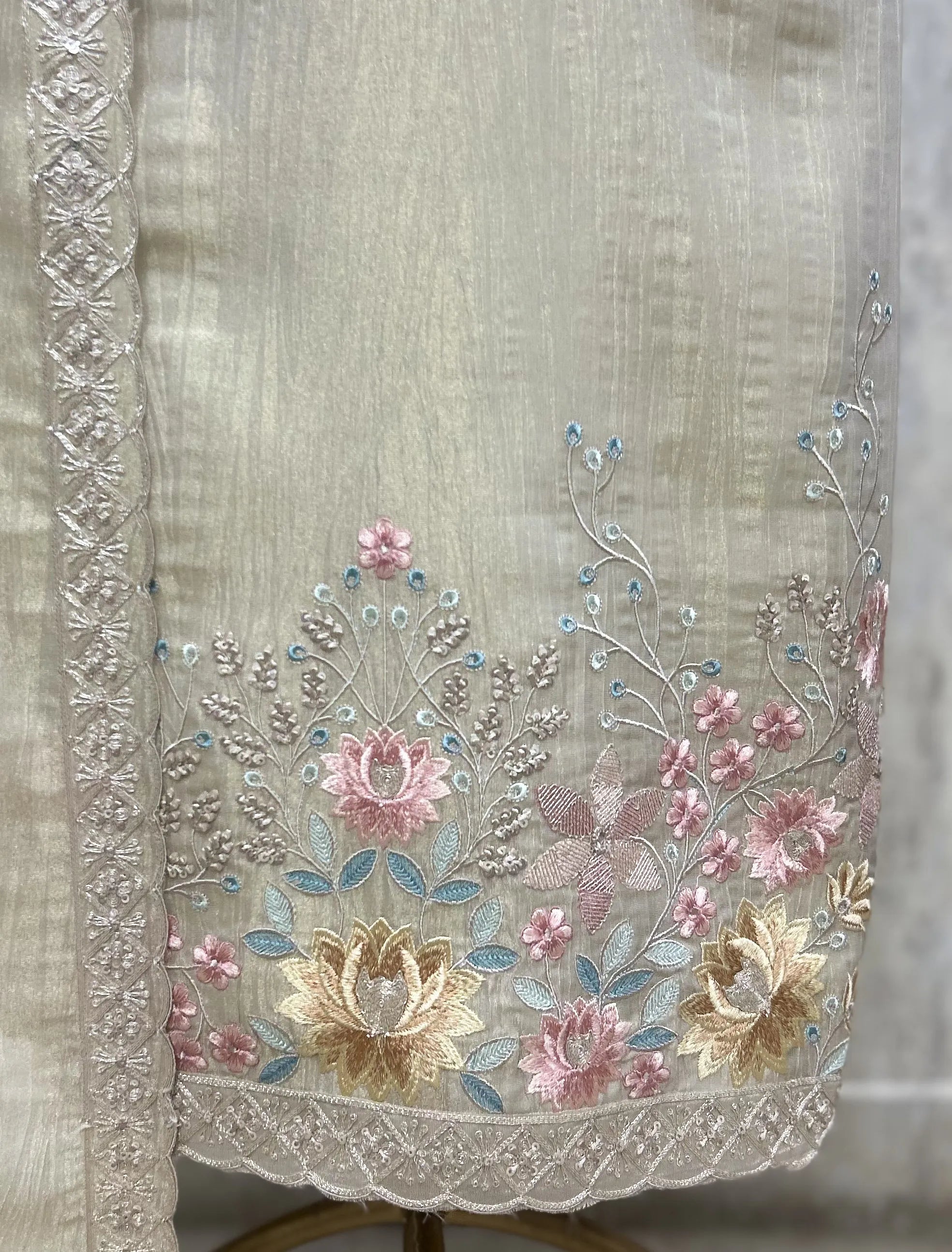 Ethereal Grace Crush Tissue Unstitched Suits
