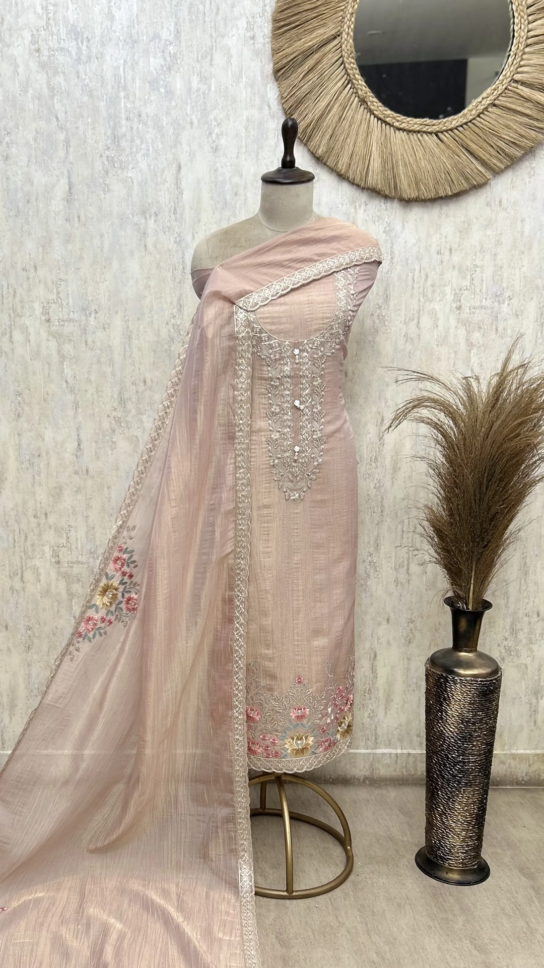 Ethereal Grace Crush Tissue Unstitched Suits