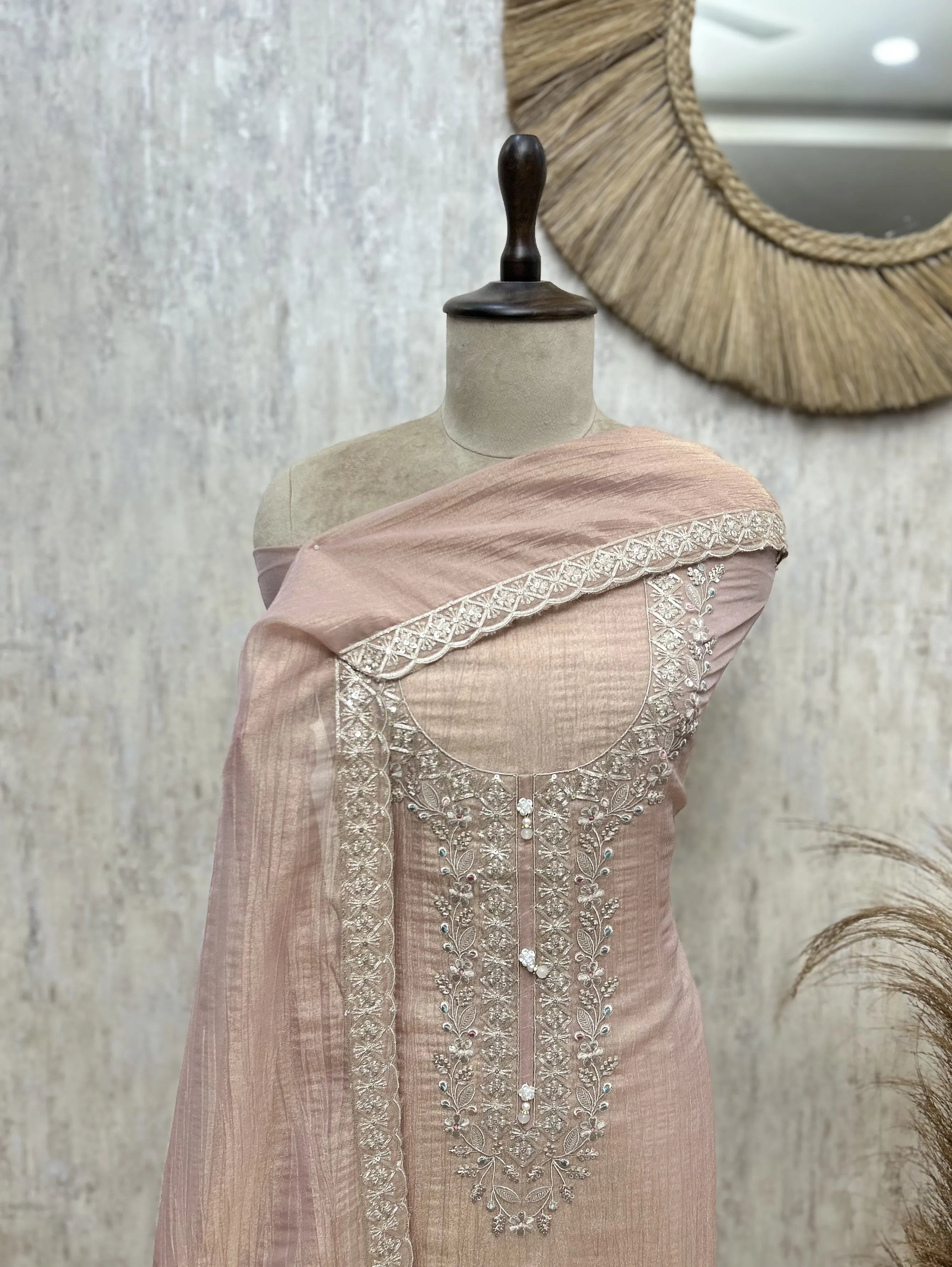 Ethereal Grace Crush Tissue Unstitched Suits
