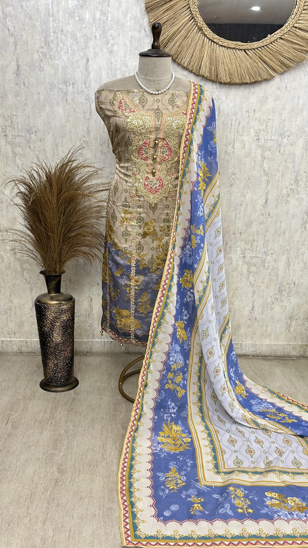 Ethnic Pearl Elegance Unstiched Suit