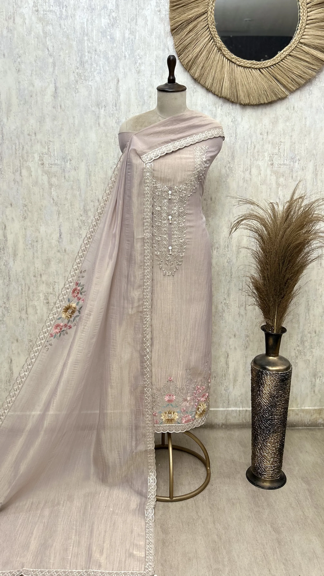 Ethereal Grace Crush Tissue Unstitched Suits