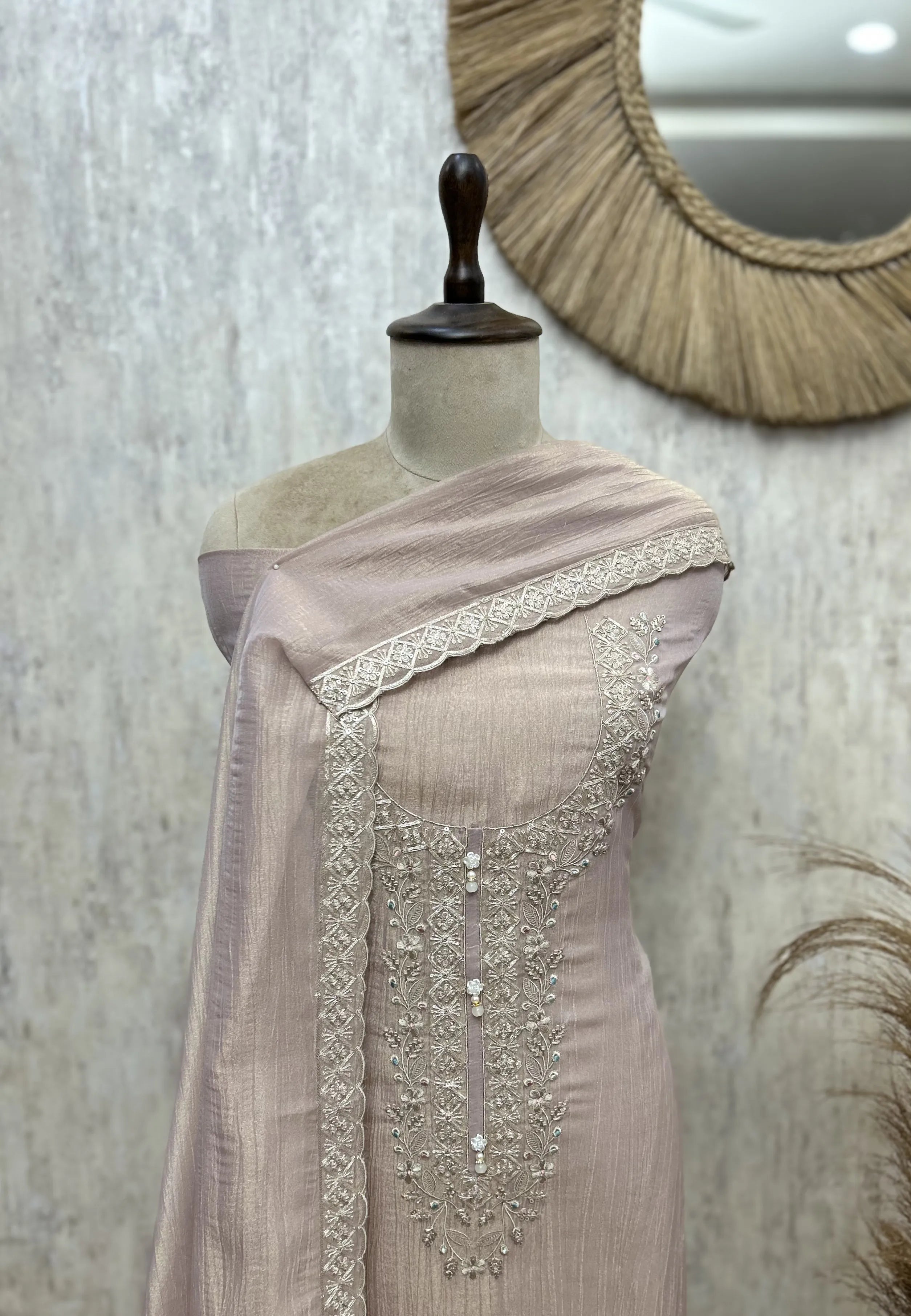 Ethereal Grace Crush Tissue Unstitched Suits