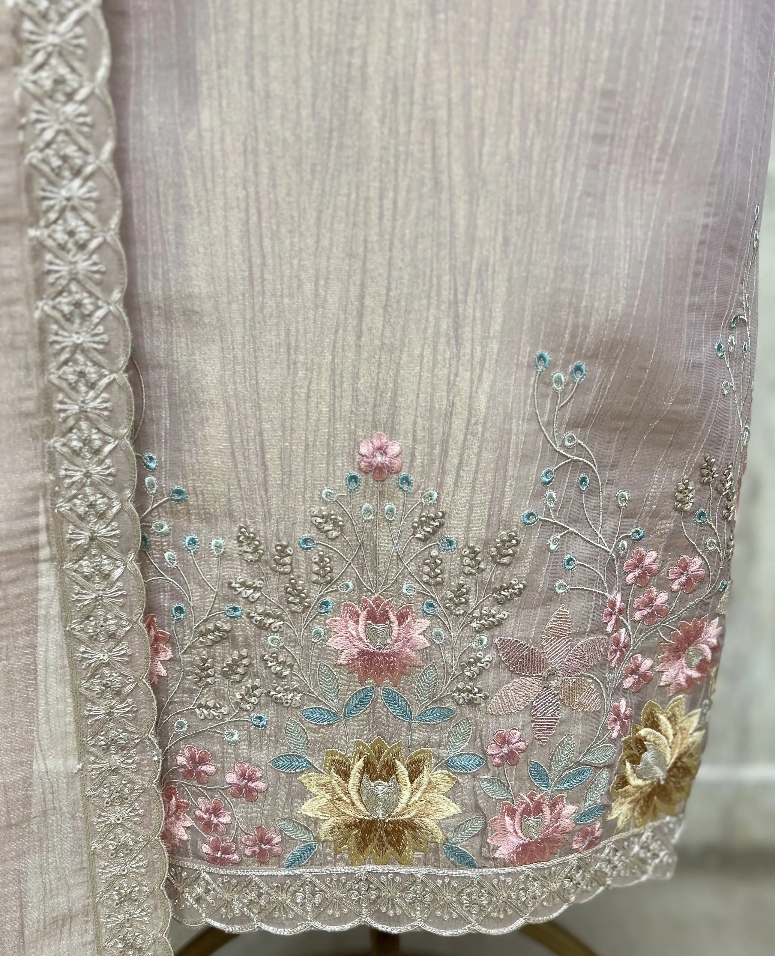 Ethereal Grace Crush Tissue Unstitched Suits