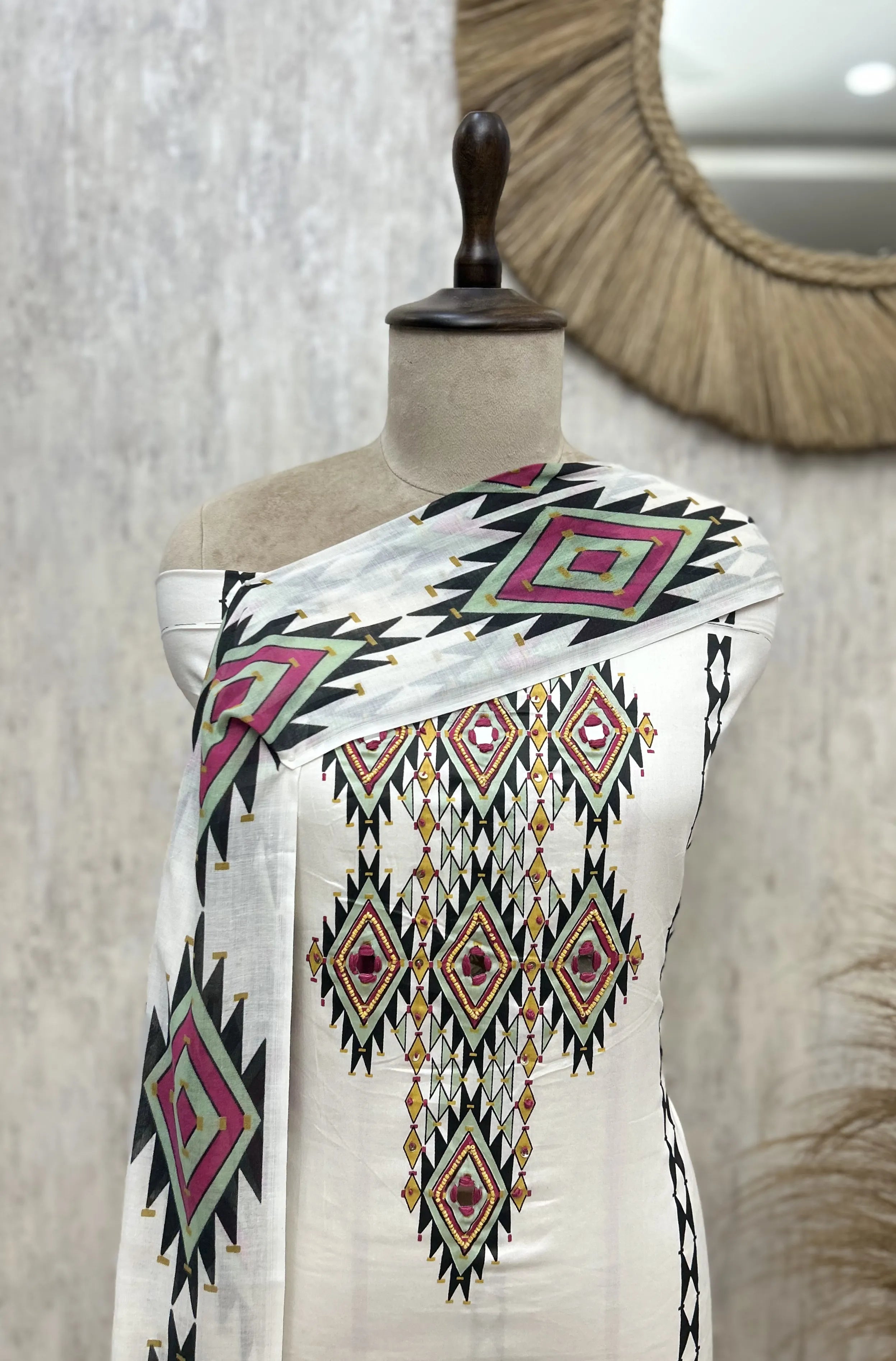 Tribal Grace Cotton Unstitched Suit