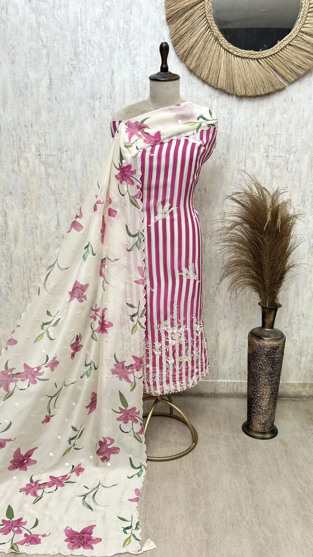 Whispering Florals Organza Unstitched Suit