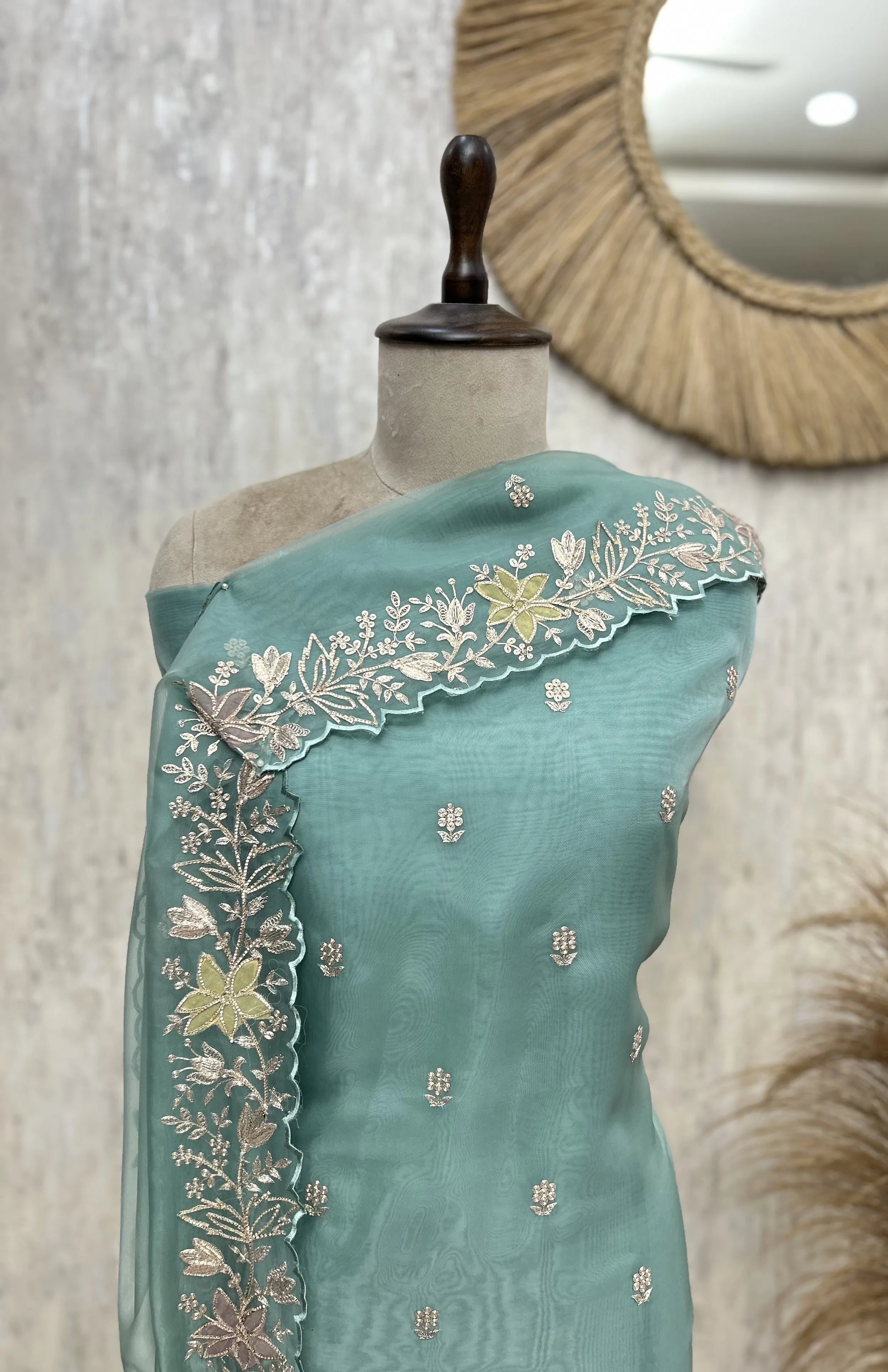 Celestial Bloom Glass Organza Unstitched Suit