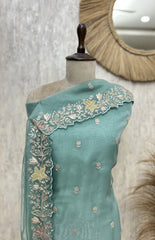 Celestial Bloom Glass Organza Unstitched Suit