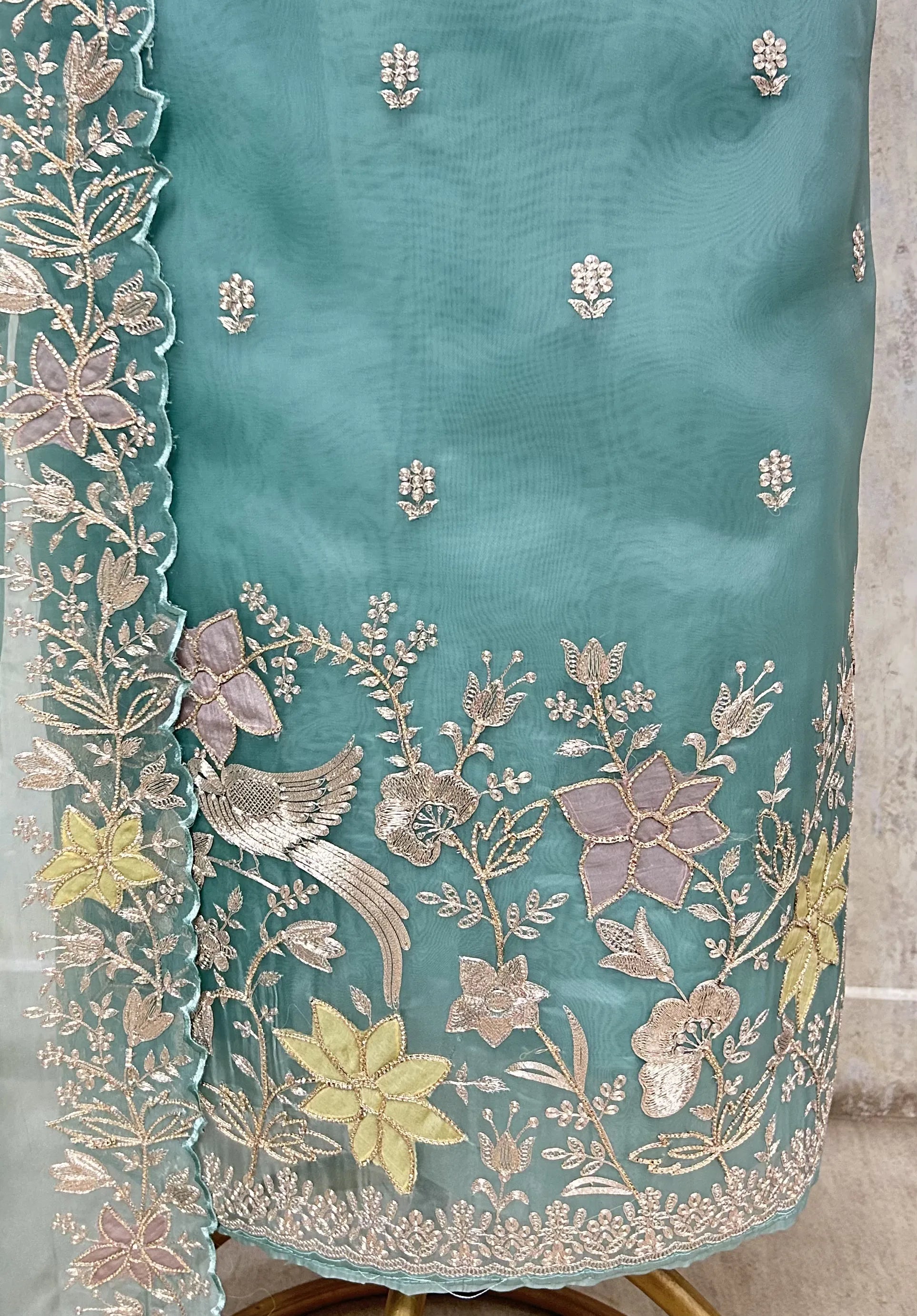 Celestial Bloom Glass Organza Unstitched Suit