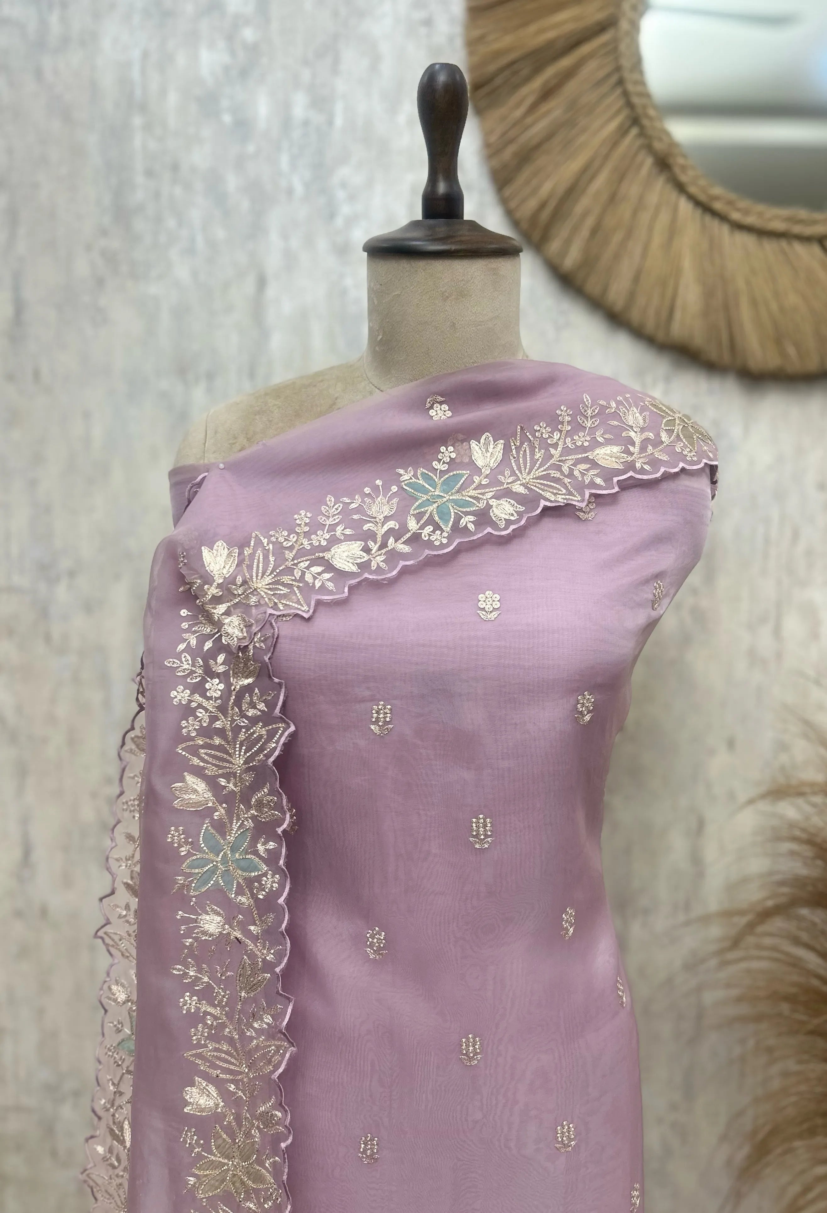 Celestial Bloom Glass Organza Unstitched Suit