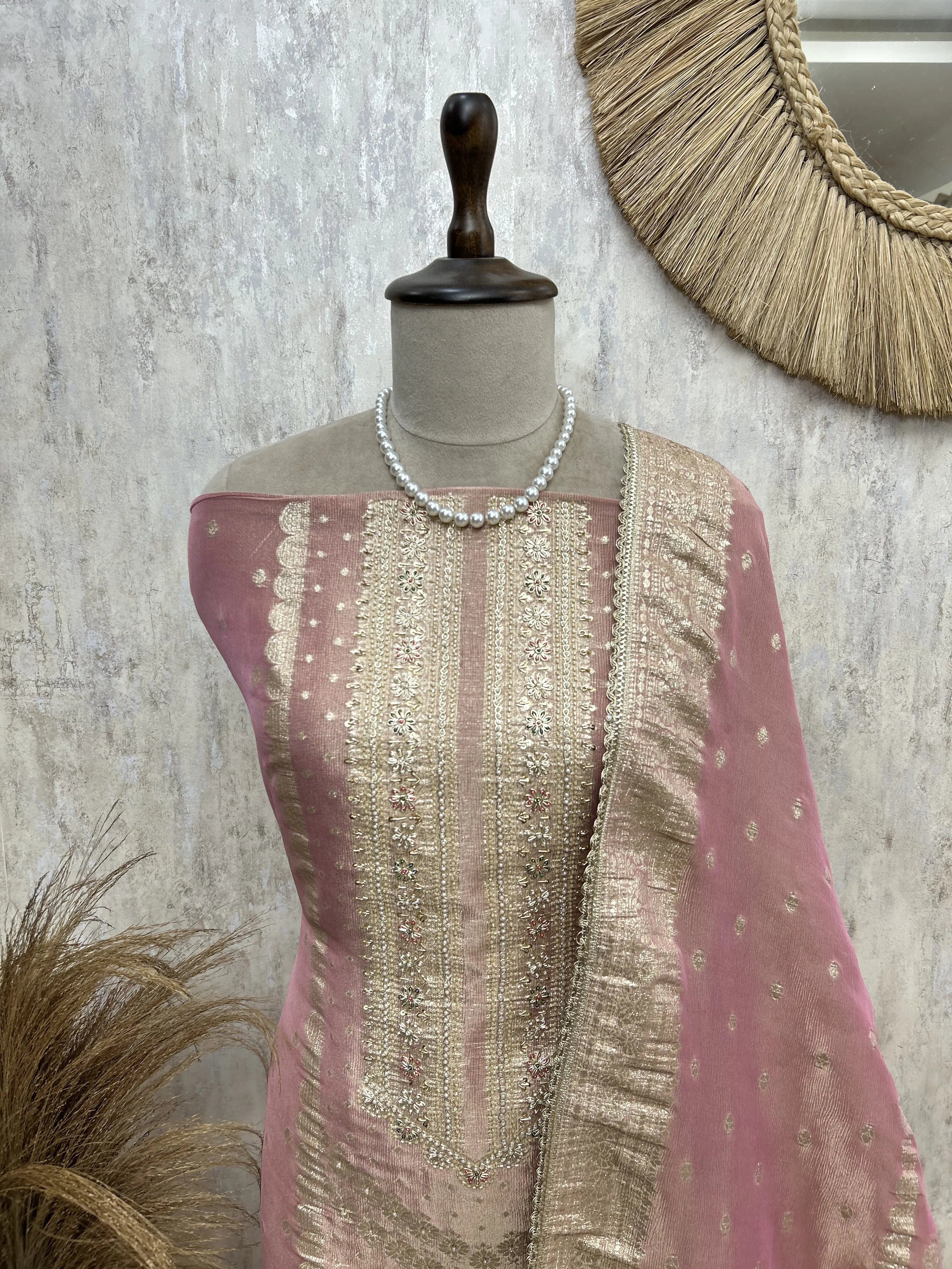 Golden Rose Drapes Unstiched Suit