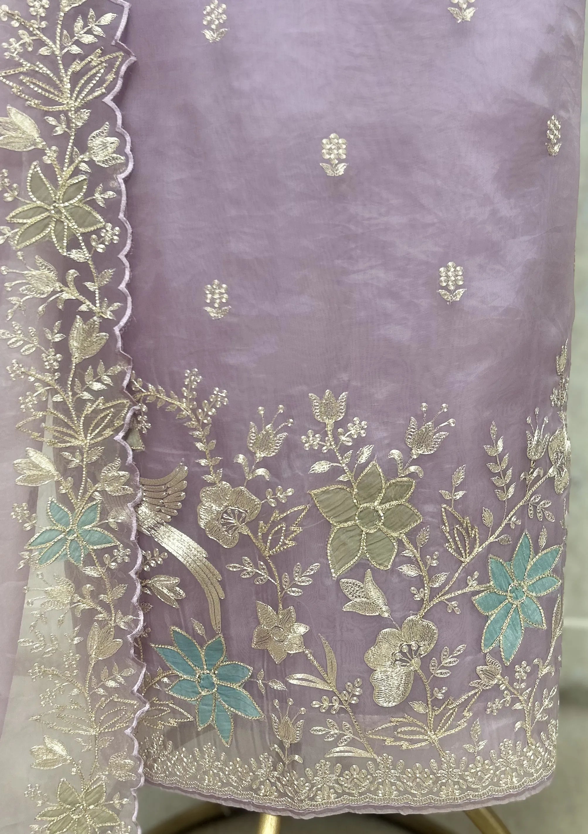 Celestial Bloom Glass Organza Unstitched Suit