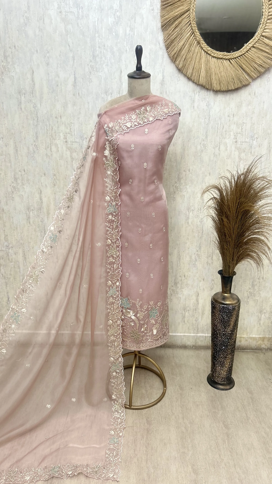 Celestial Bloom Glass Organza Unstitched Suit