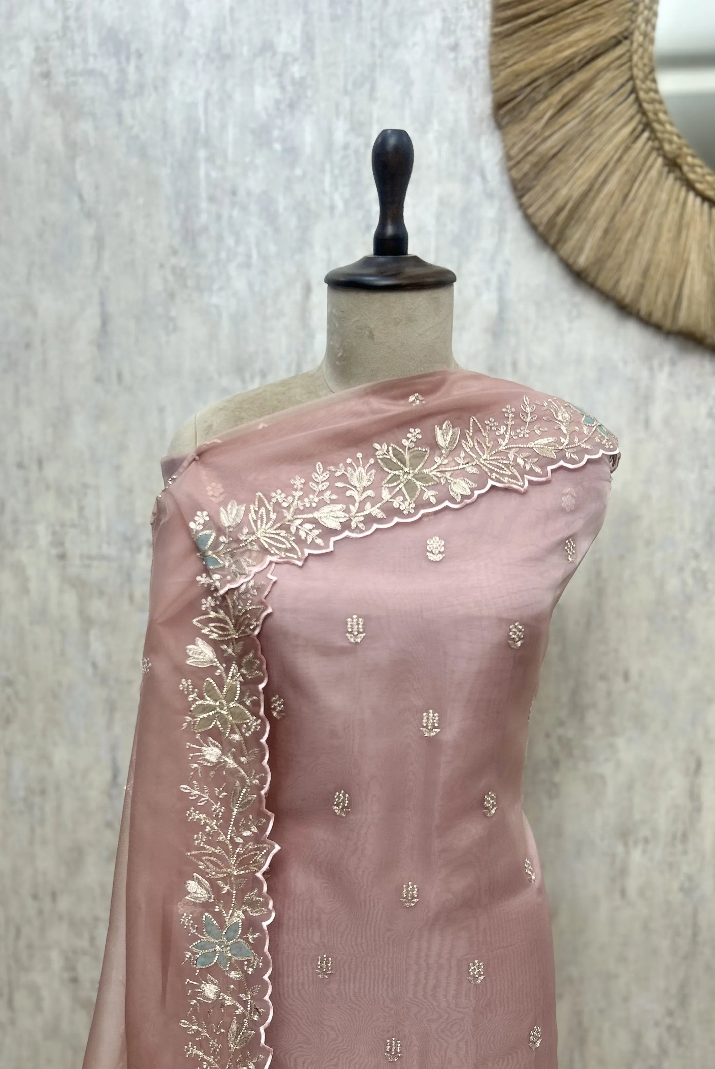 Celestial Bloom Glass Organza Unstitched Suit