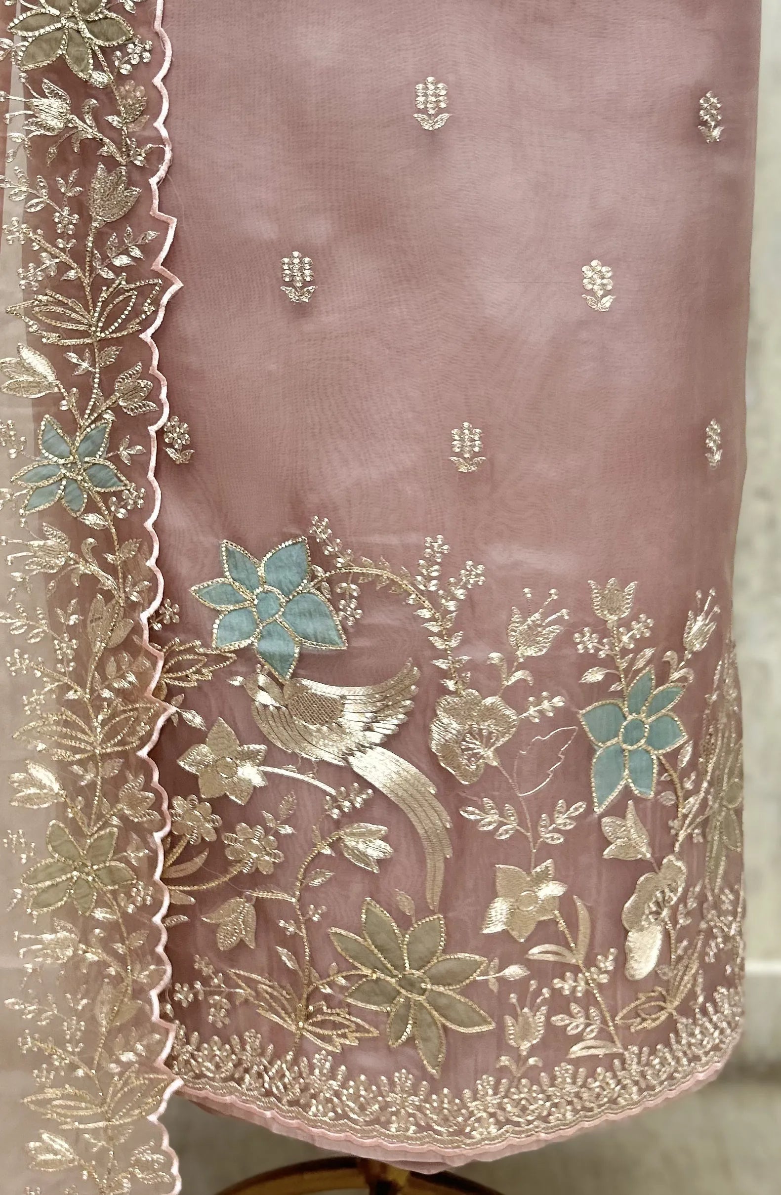 Celestial Bloom Glass Organza Unstitched Suit