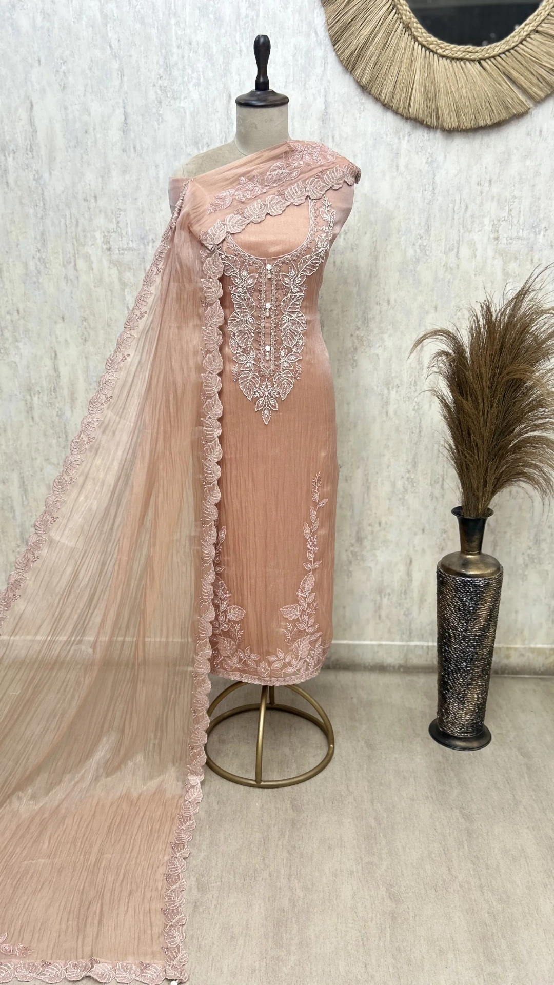 Lustre Bloom Crush Tissue Unstitched Suit