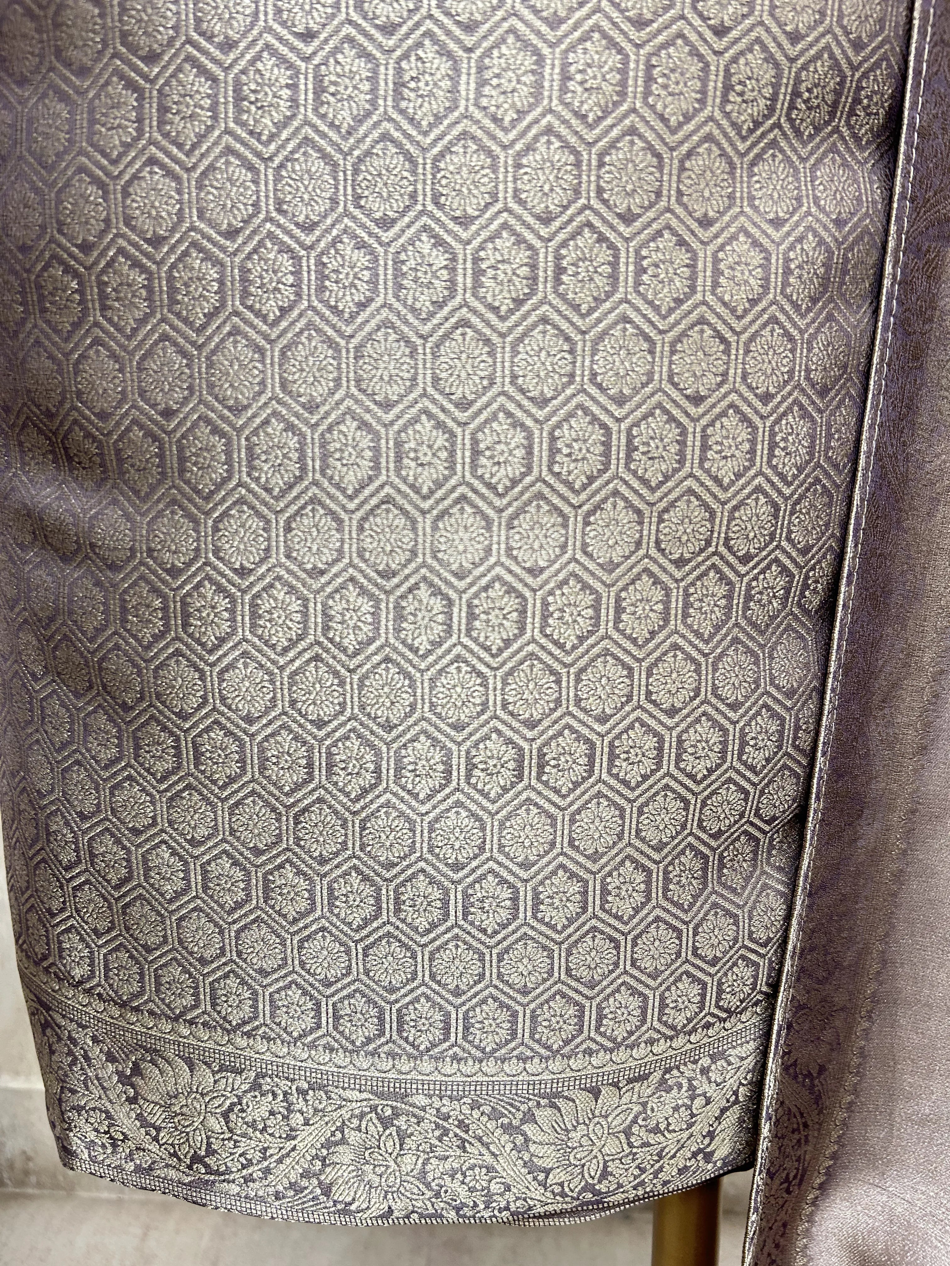 Classic Gold Brocade Unstiched Suit