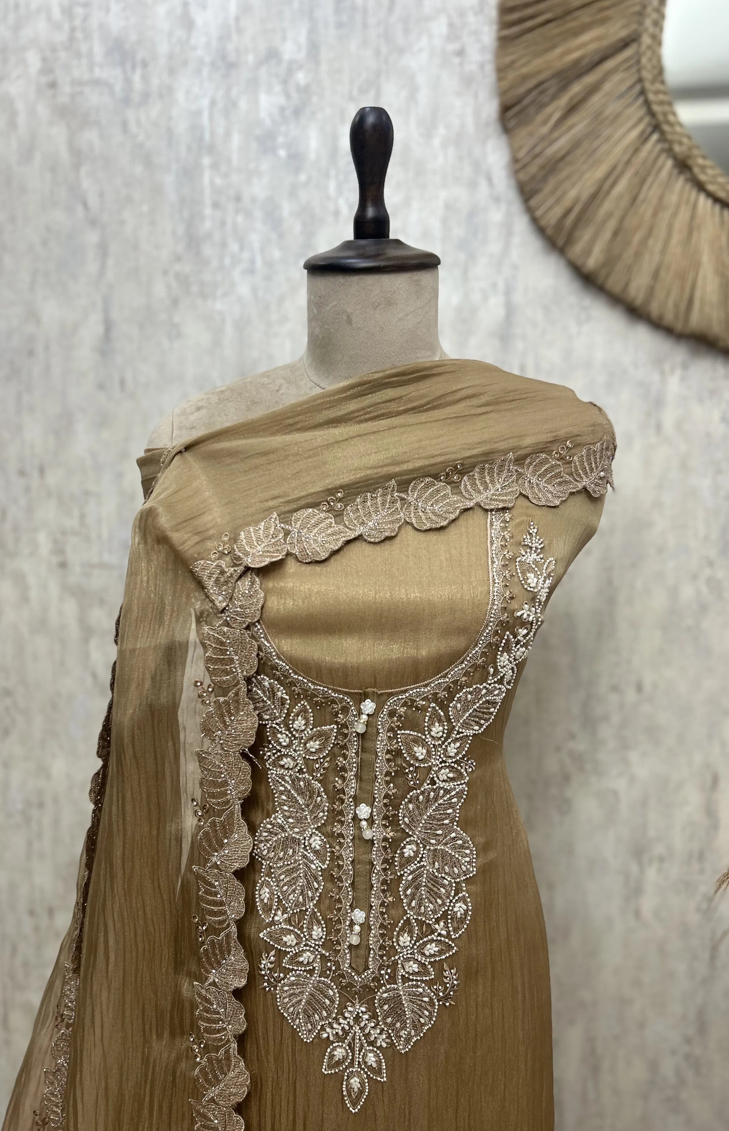 Lustre Bloom Crush Tissue Unstitched Suit