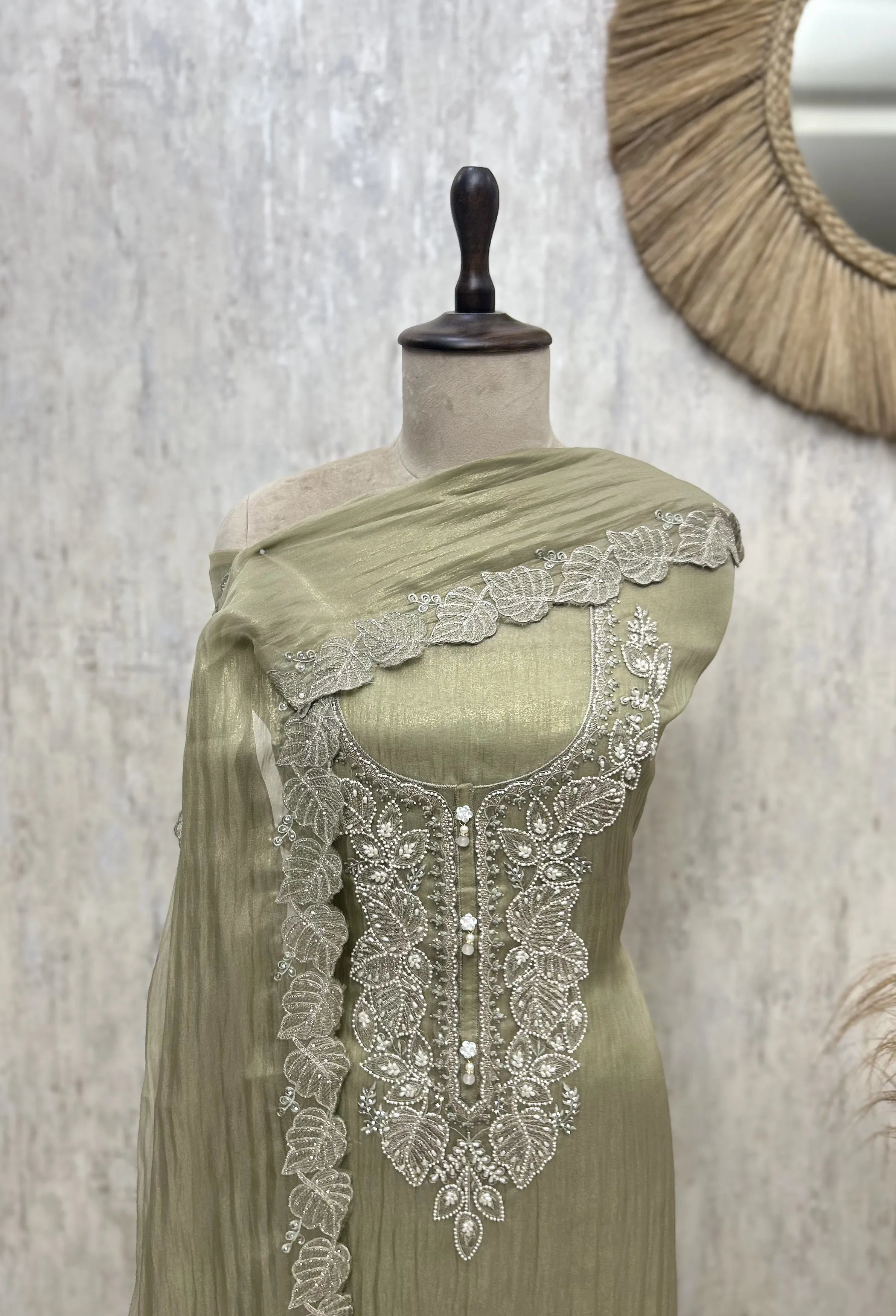 Lustre Bloom Crush Tissue Unstitched Suit