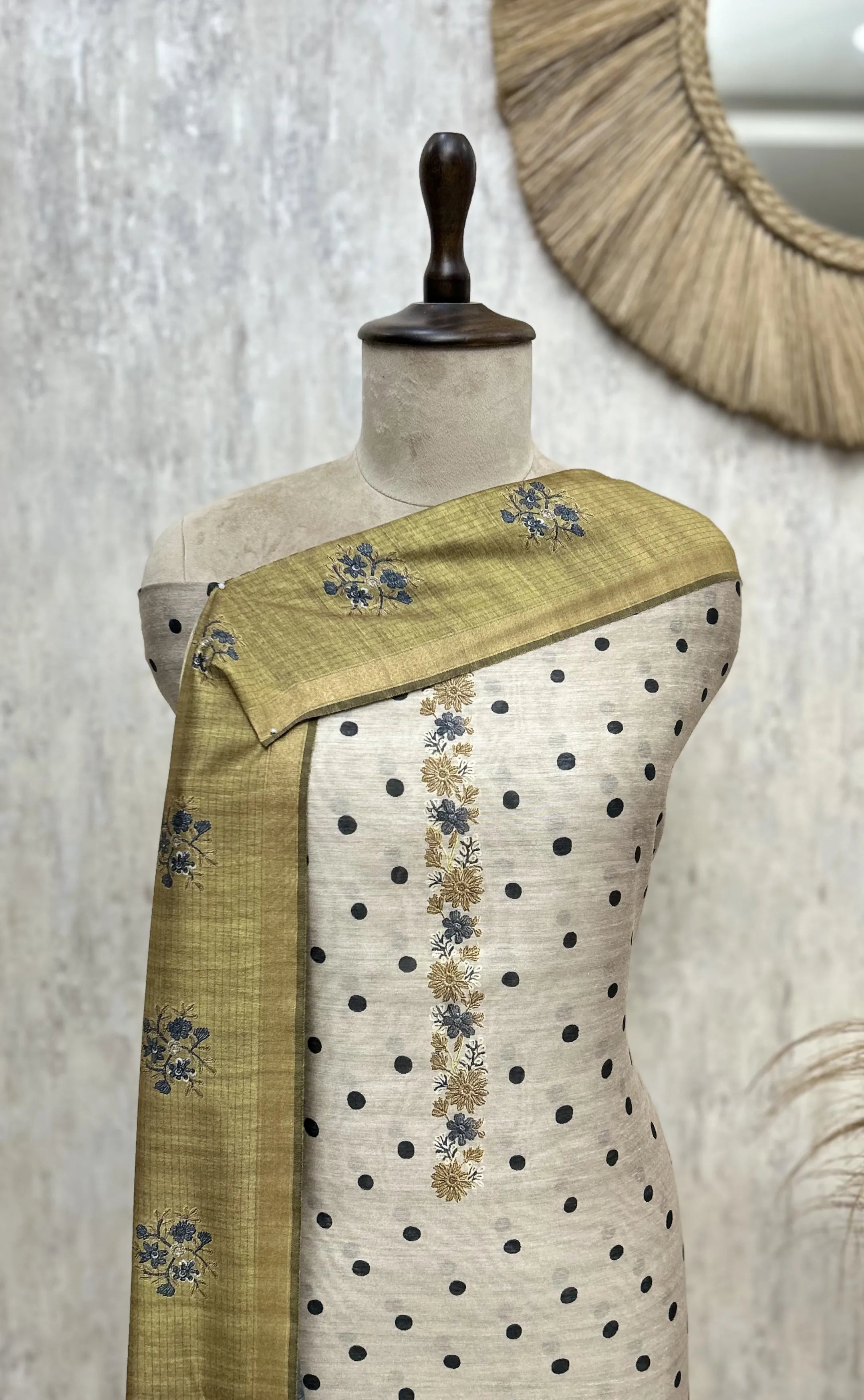 Heritage Dots Maheshwari Unstitched Suit