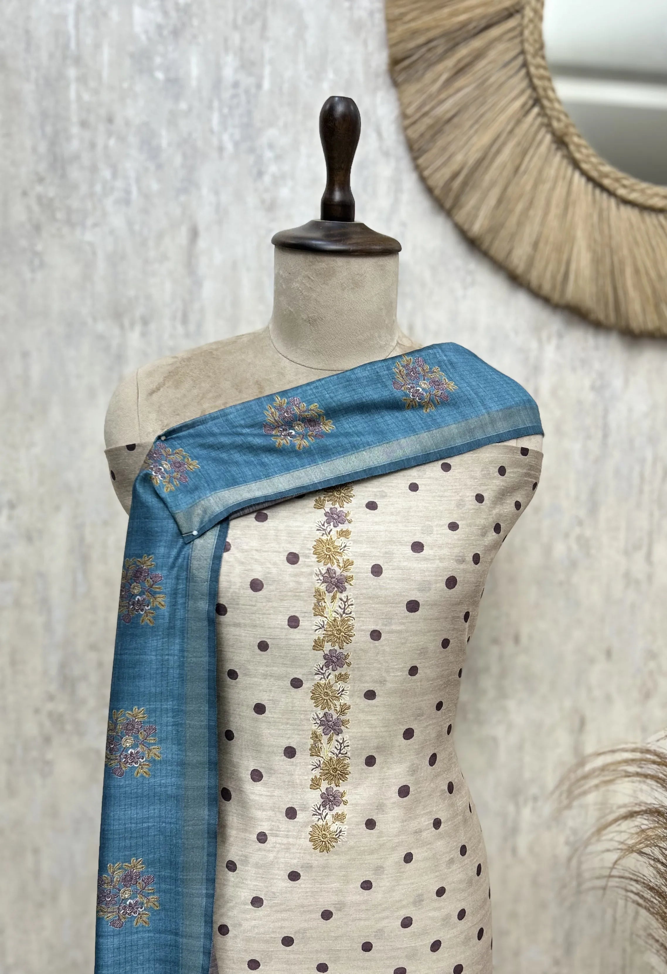 Heritage Dots Maheshwari Unstitched Suit