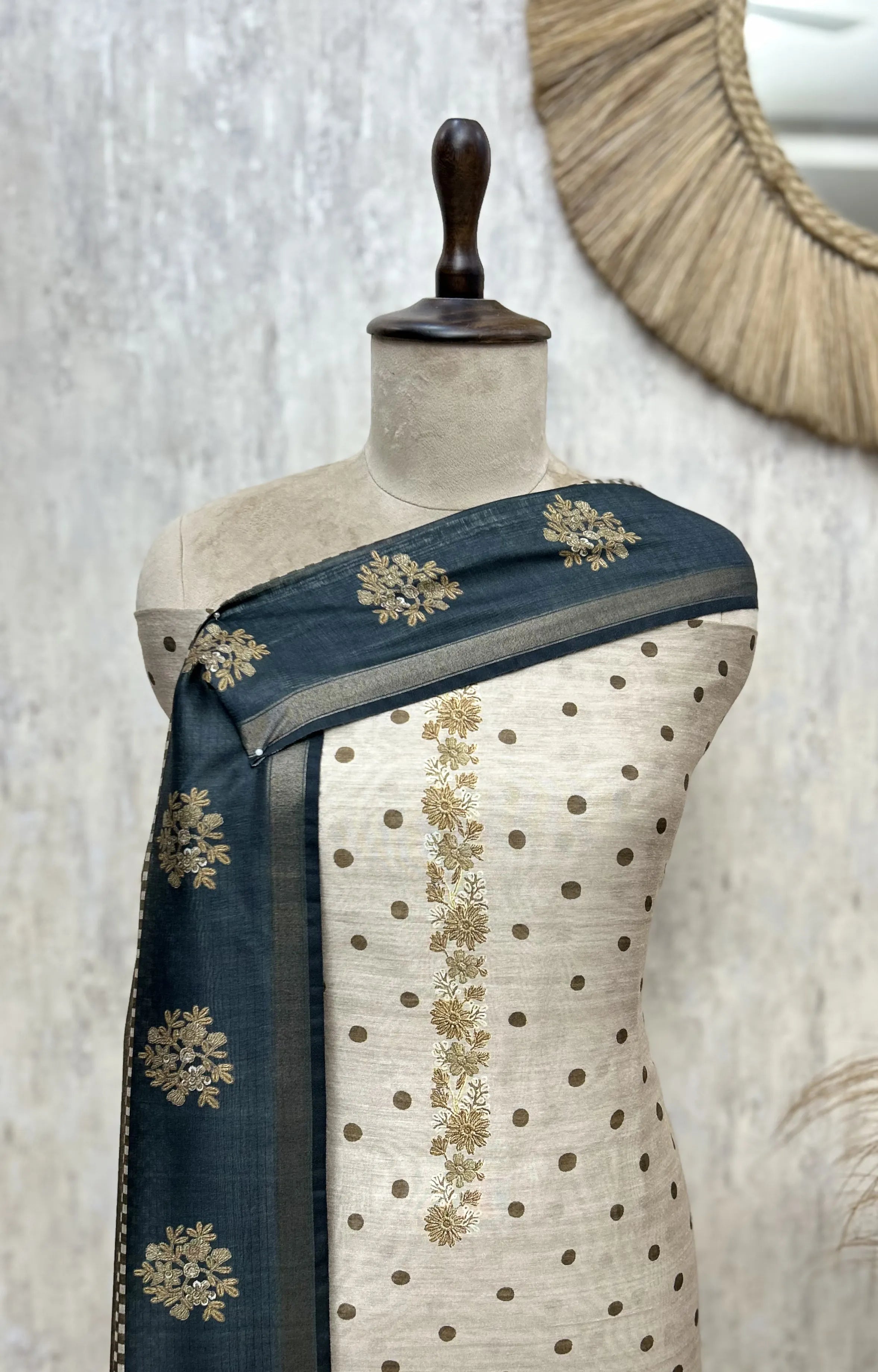 Heritage Dots Maheshwari Unstitched Suit
