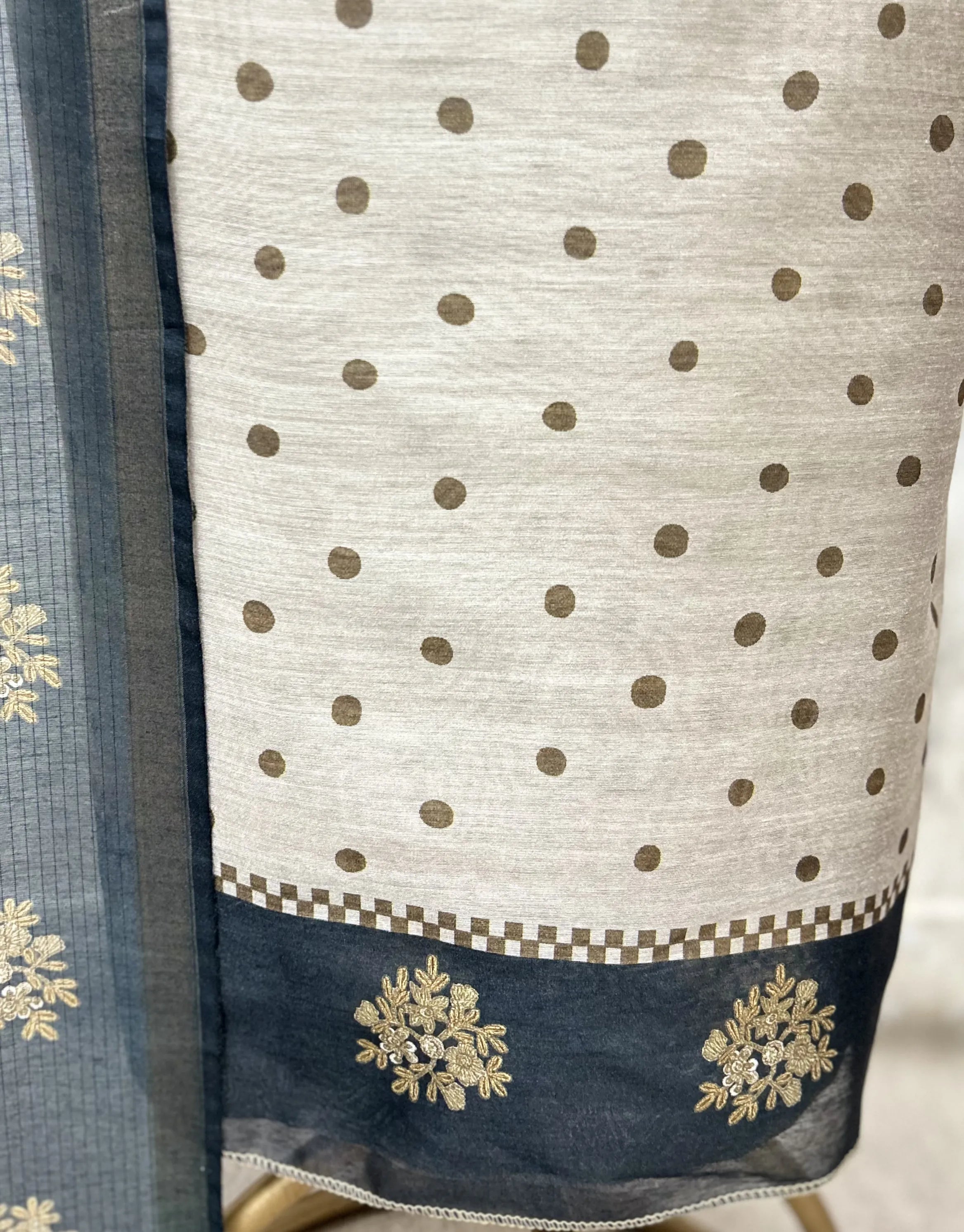 Heritage Dots Maheshwari Unstitched Suit