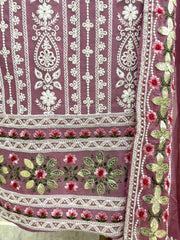 Lucknowi Georgette Unstitched Suit Set With Gotta Work