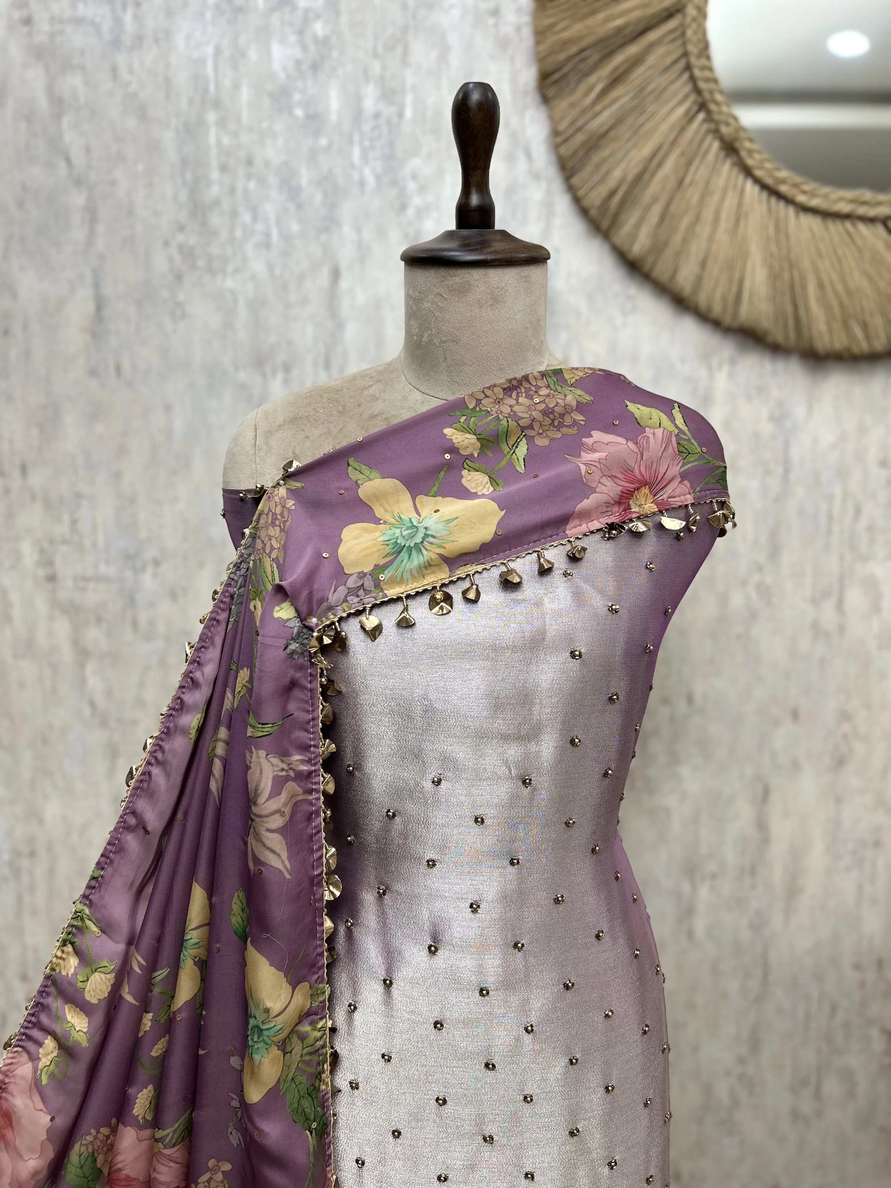 Orchid Glow Giraffe Tissue Unstitched Suit