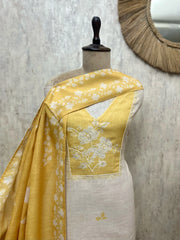 Lemon Petal Linen Unstitched Suit