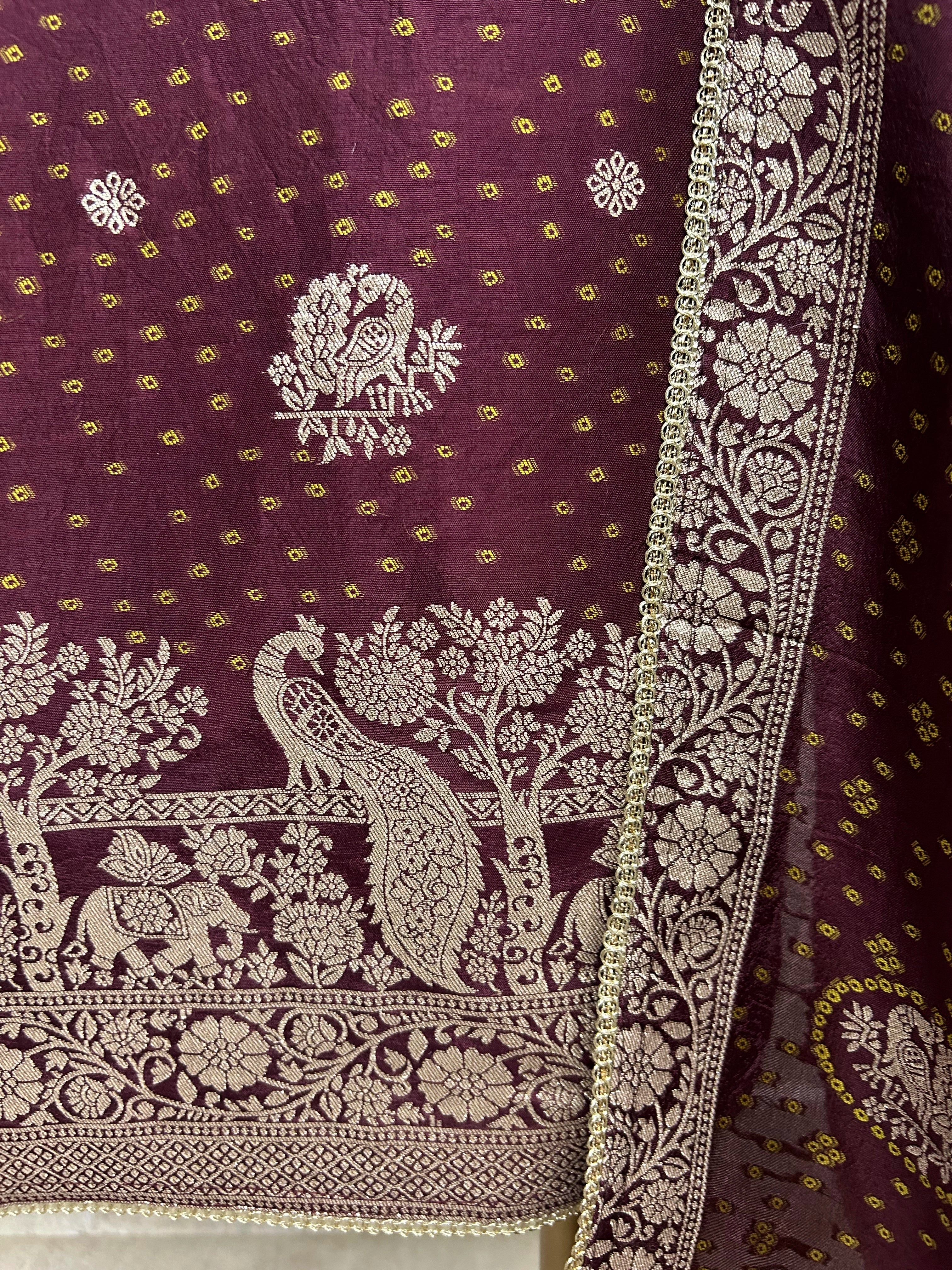 Dola Silk Unstitched Suit Set With Dola Silk Dupatta