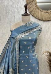 Azure Royale Tissue Unstitched Suit