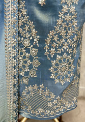 Azure Royale Tissue Unstitched Suit