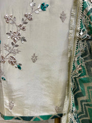 Tissue Unstitched Suit Set With Gota Patti Work